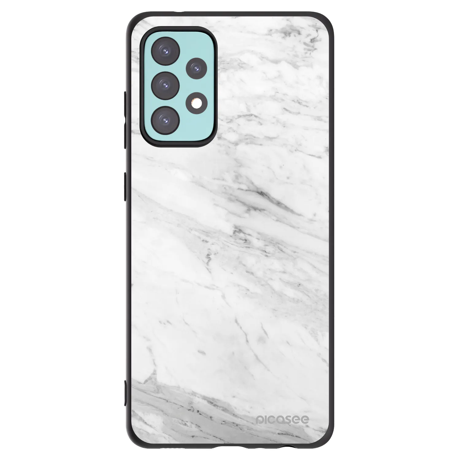 Picasee Μαύρη θήκη σιλικόνης για Samsung Galaxy A72 A725F - White marble