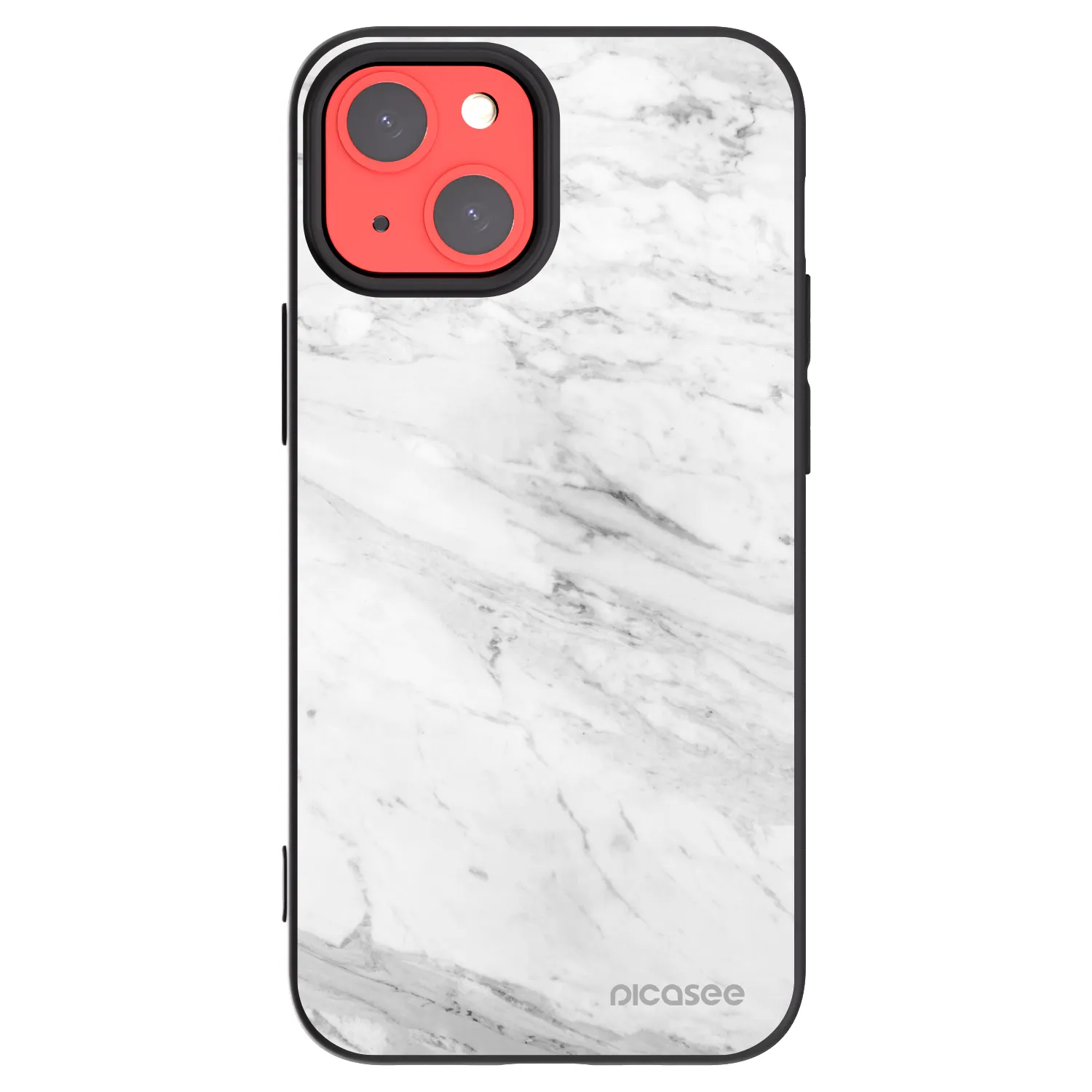 Picasee Μαύρη θήκη σιλικόνης για Apple iPhone 13 mini - White marble