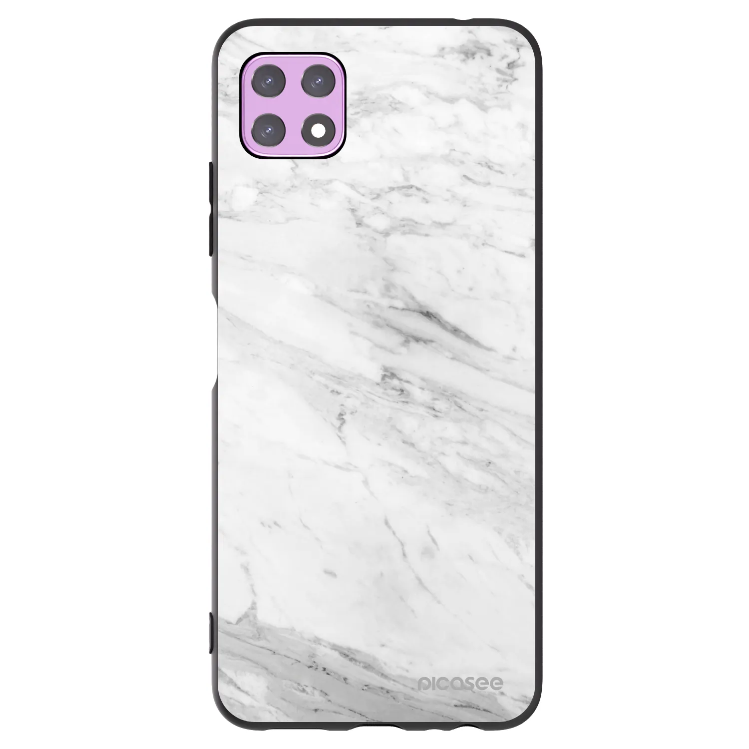 Picasee Μαύρη θήκη σιλικόνης για Samsung Galaxy A22 A226B 5G - White marble