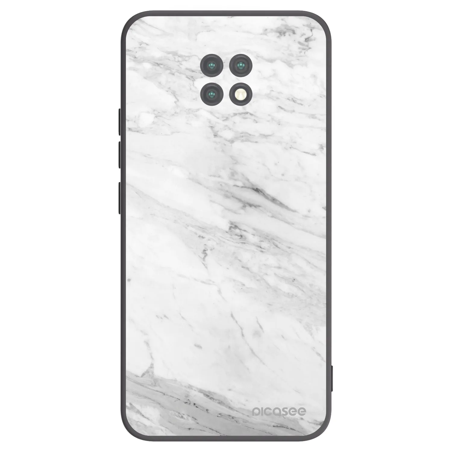 Picasee Μαύρη θήκη σιλικόνης για Xiaomi Redmi Note 9T - White marble