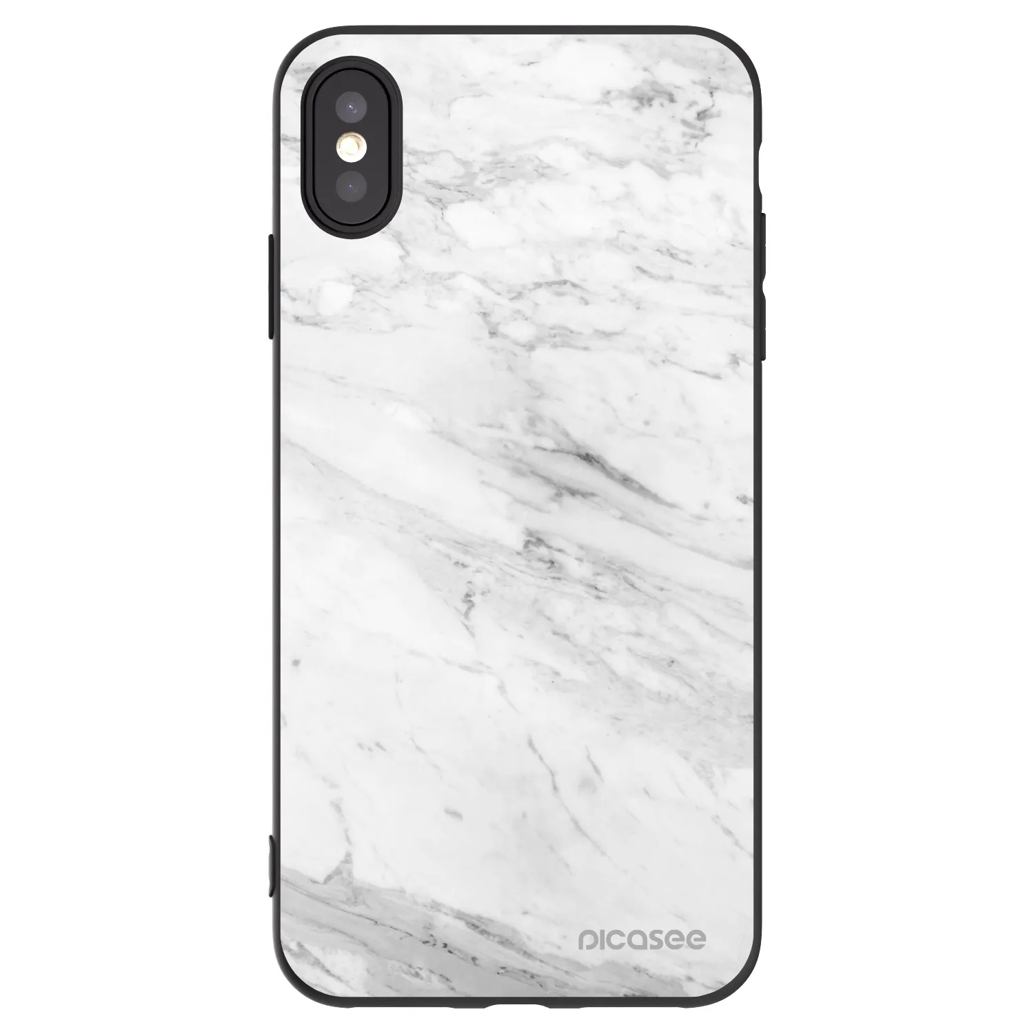 Picasee Μαύρη θήκη σιλικόνης για Apple iPhone XS Max - White marble