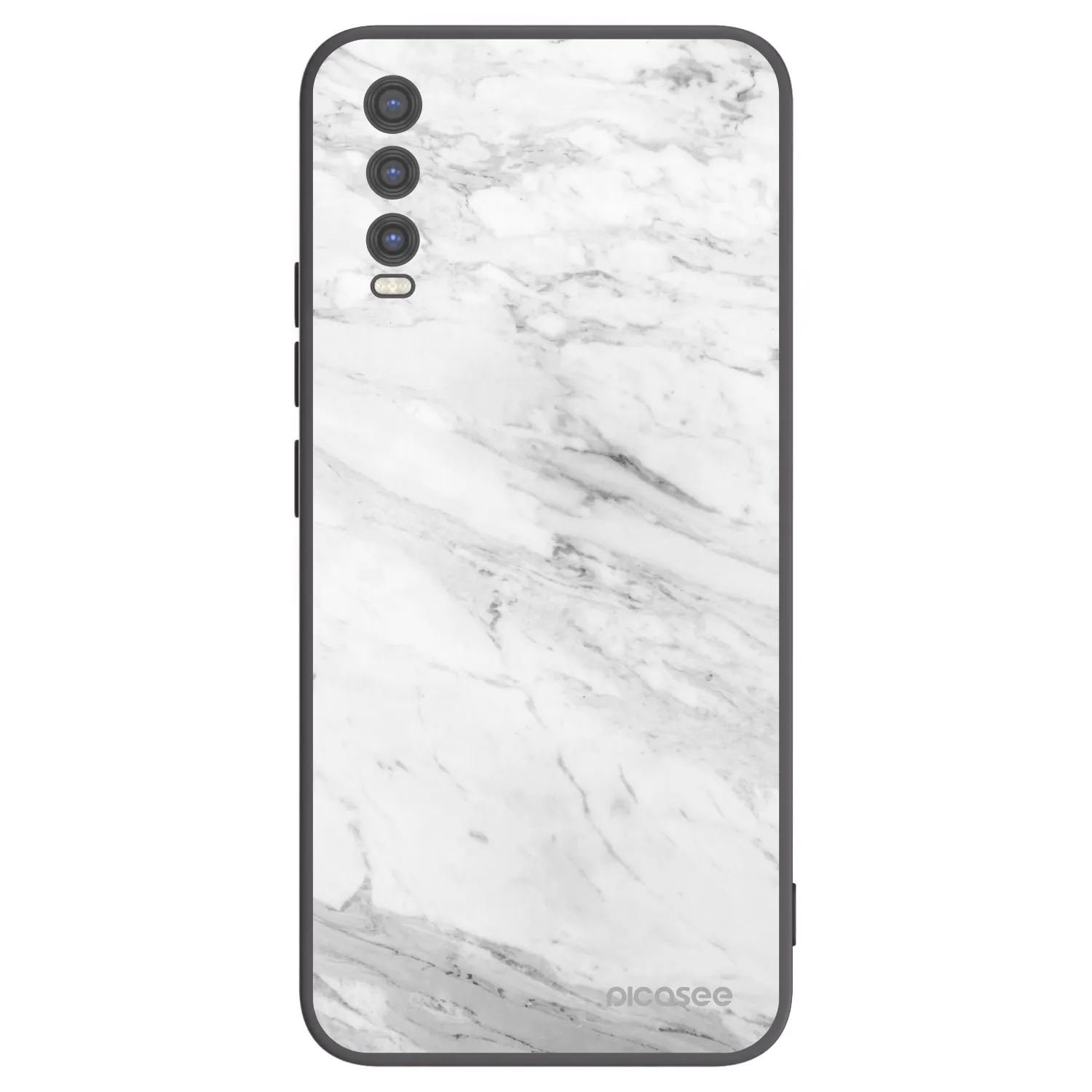 Picasee Μαύρη θήκη σιλικόνης για Vivo Y20s - White marble