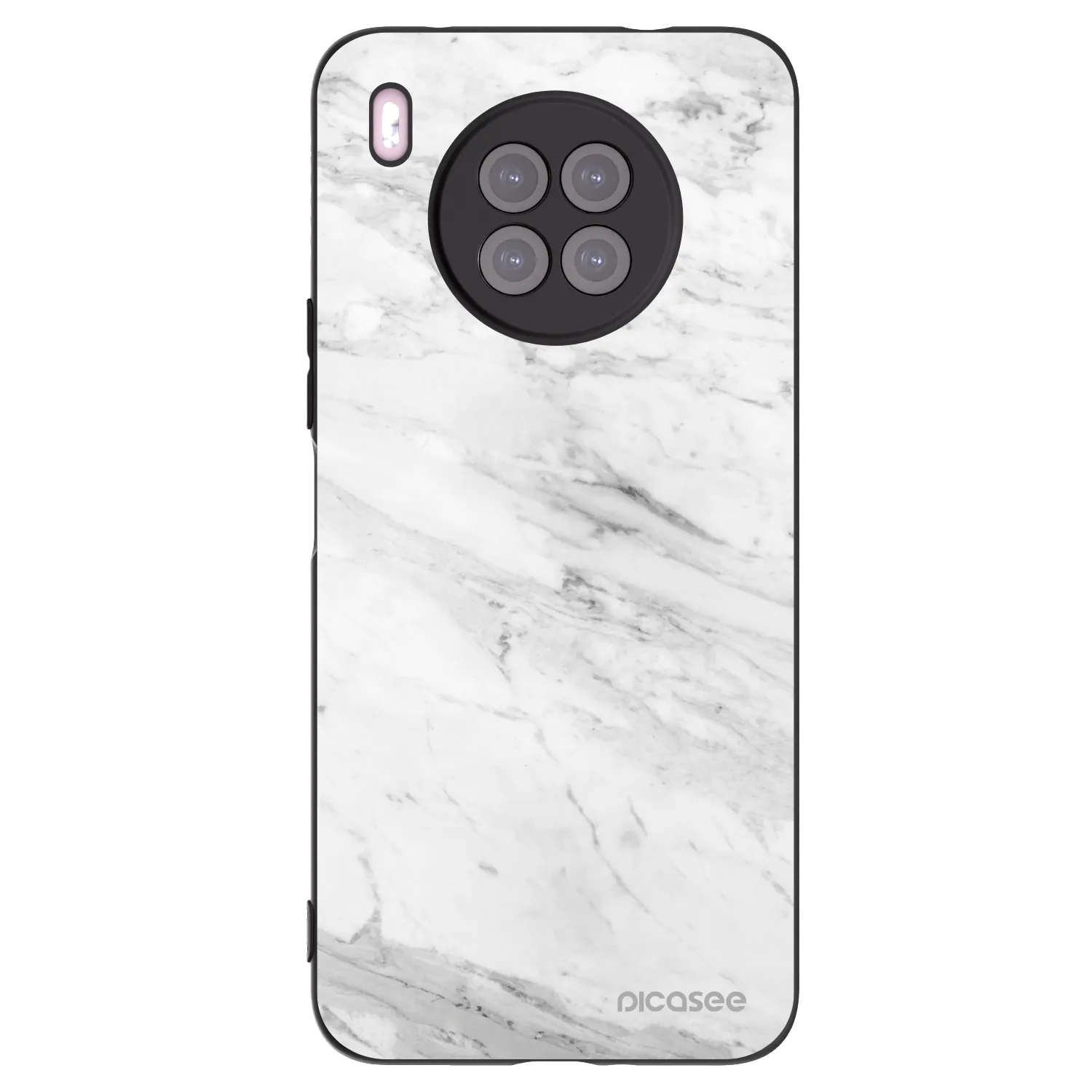 Picasee Μαύρη θήκη σιλικόνης για Huawei Nova 8i - White marble