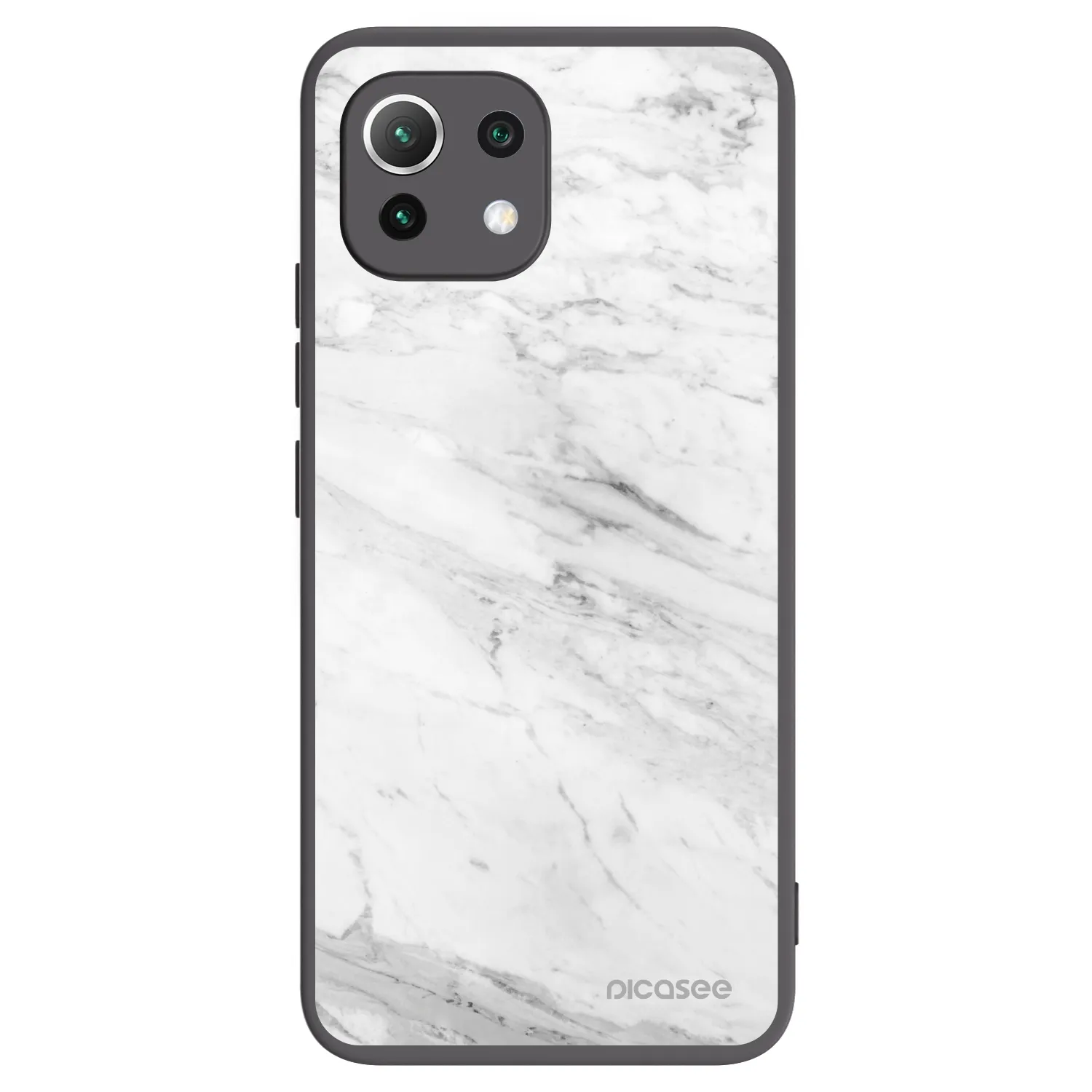 Picasee Μαύρη θήκη σιλικόνης για Xiaomi 11 Lite 5G NE - White marble
