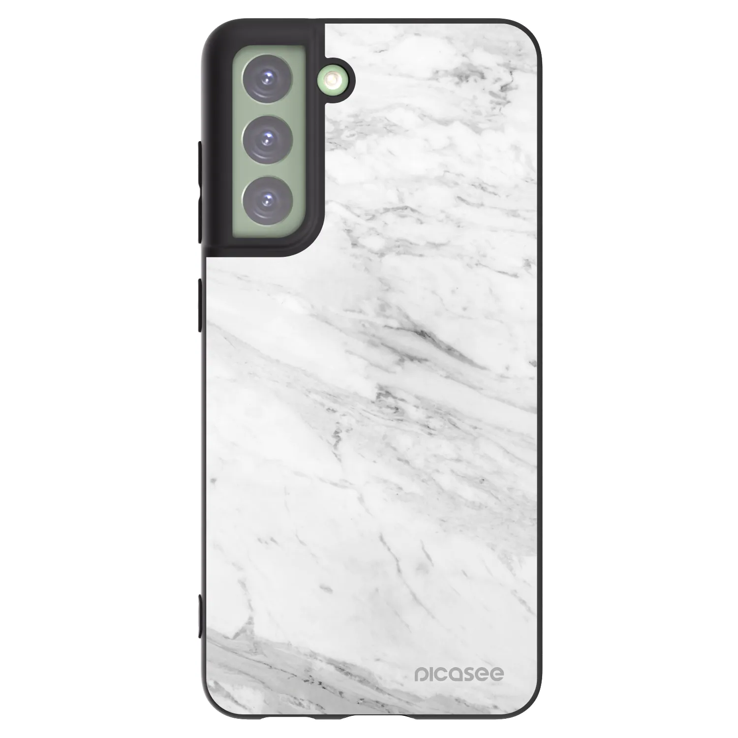 Picasee Μαύρη θήκη σιλικόνης για Samsung Galaxy S21 FE 5G - White marble
