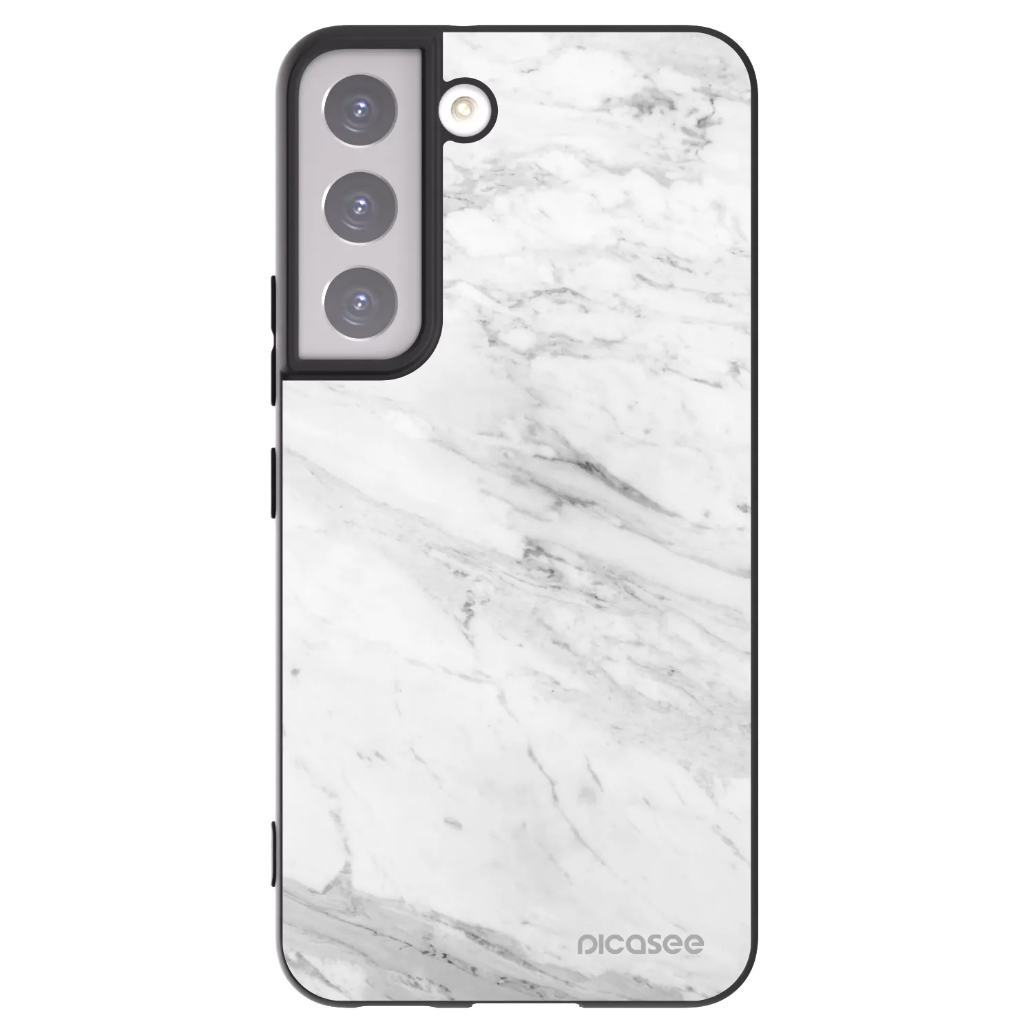 Picasee Μαύρη θήκη σιλικόνης για Samsung Galaxy S22 5G - White marble