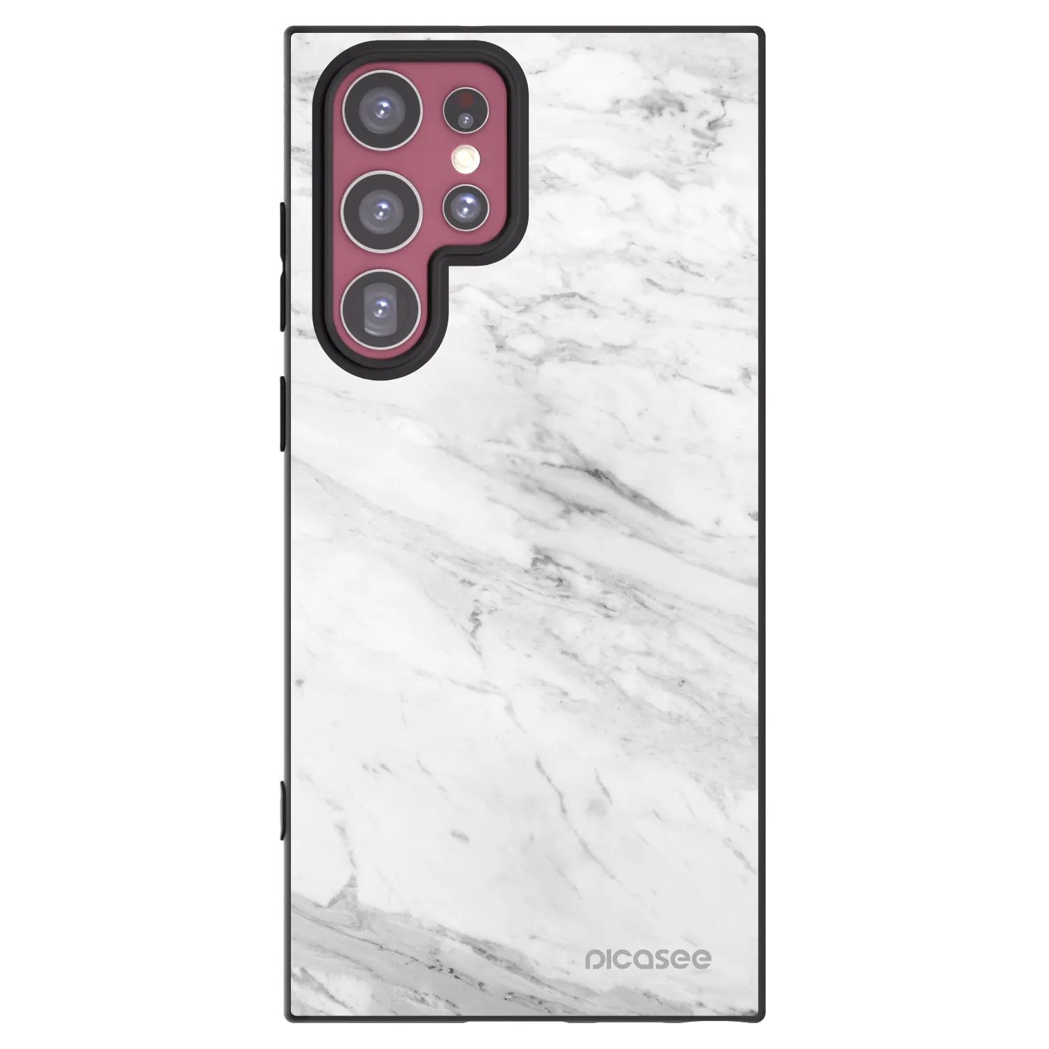Picasee Μαύρη θήκη σιλικόνης για Samsung Galaxy S22 Ultra 5G - White marble