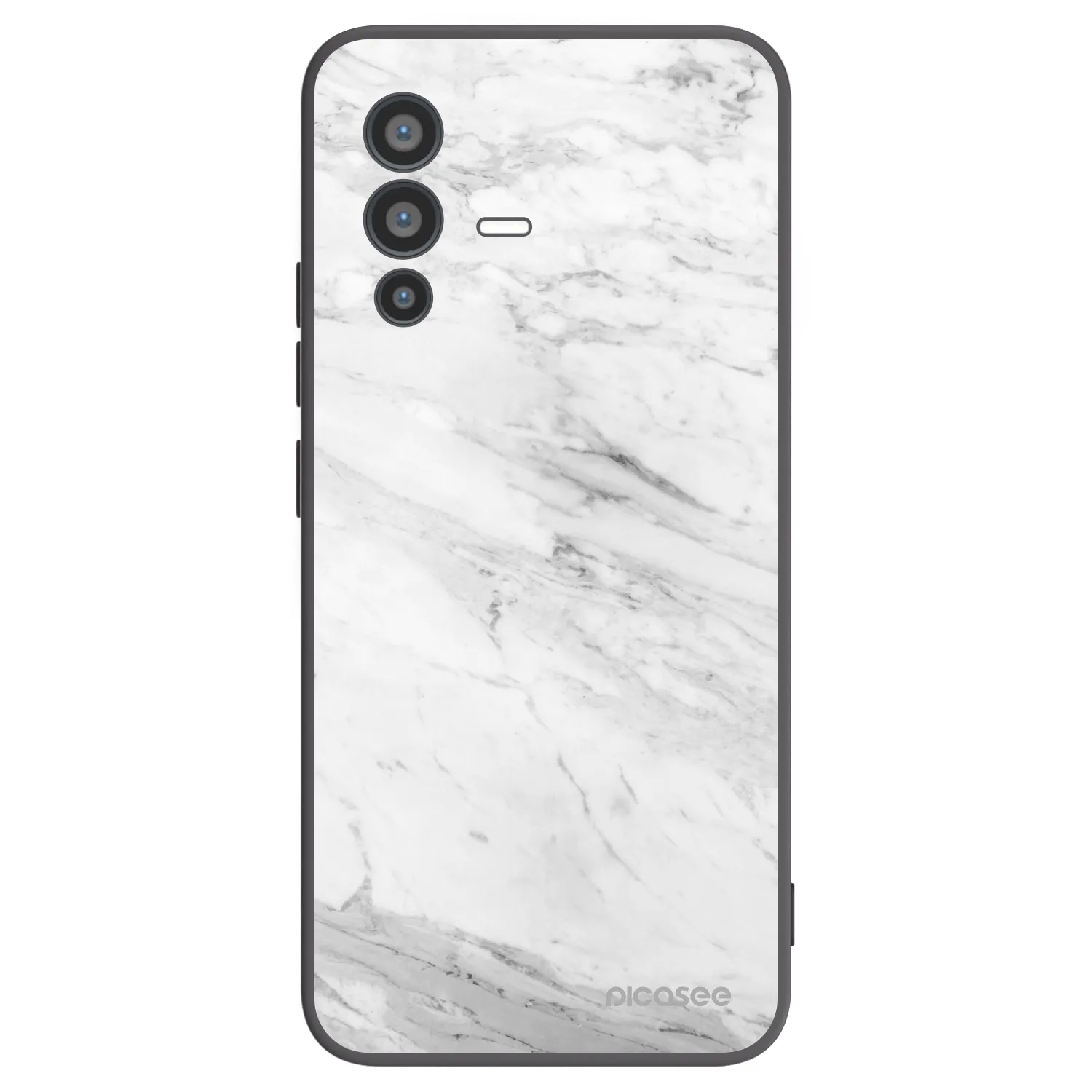Picasee Μαύρη θήκη σιλικόνης για Vivo V23 5G - White marble