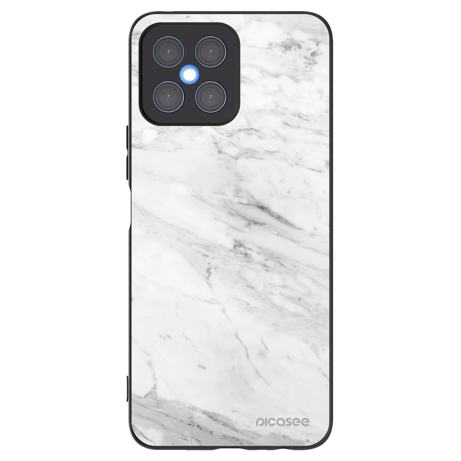 Picasee Μαύρη θήκη σιλικόνης για Honor X8 4G - White marble