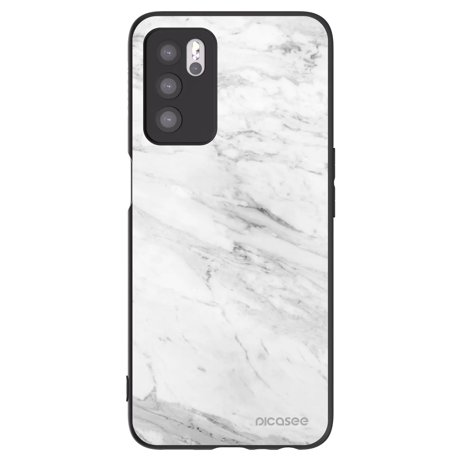 Picasee Μαύρη θήκη σιλικόνης για OPPO A16s - White marble