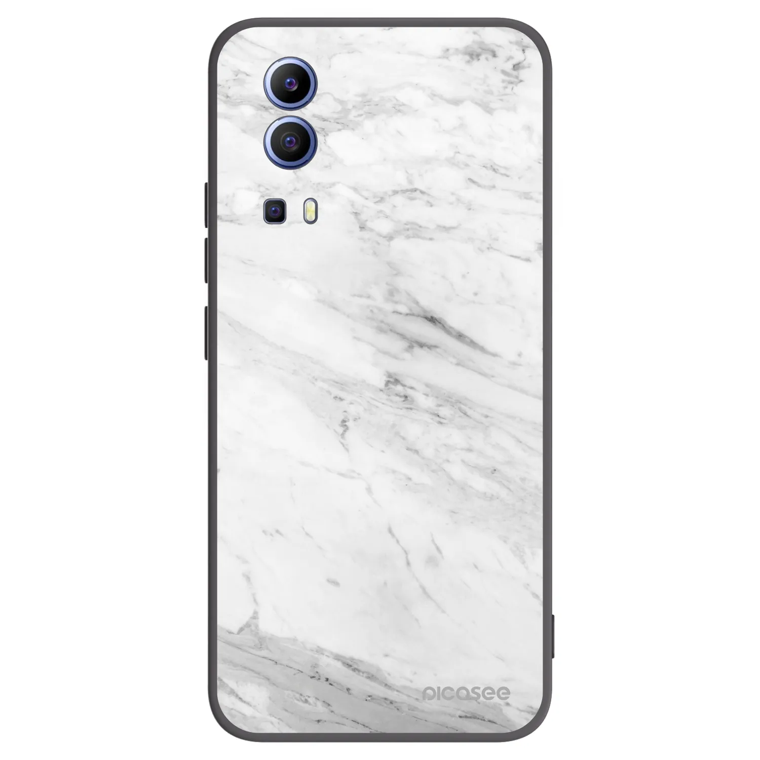 Picasee Μαύρη θήκη σιλικόνης για Vivo Y52 5G - White marble