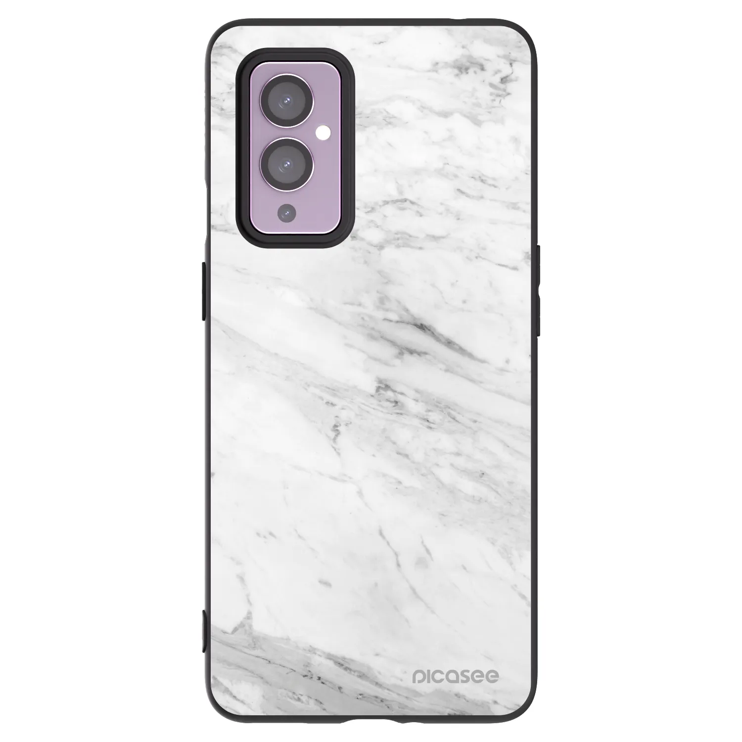 Picasee Μαύρη θήκη σιλικόνης για OnePlus 9 - White marble