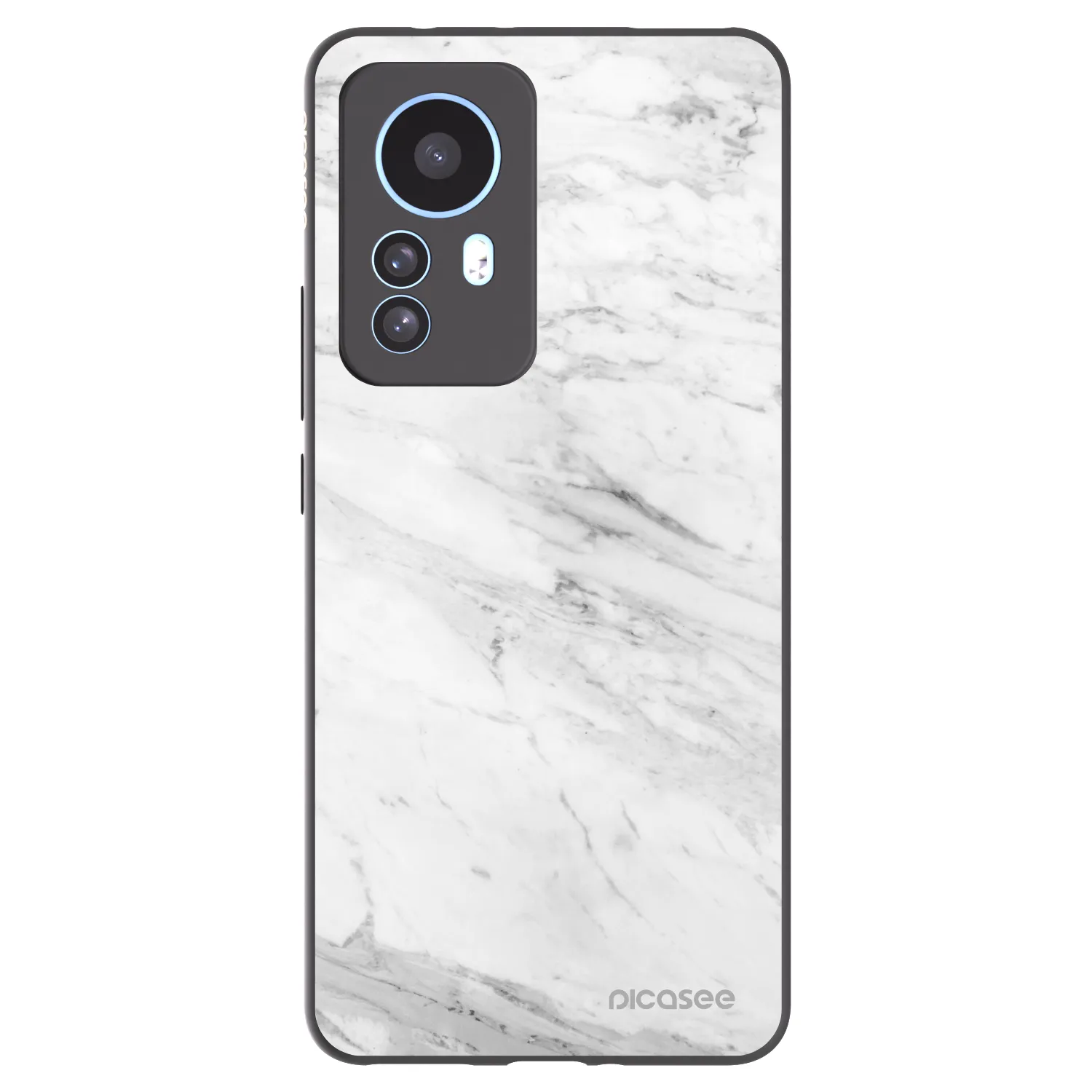 Picasee Μαύρη θήκη σιλικόνης για Xiaomi 12T - White marble