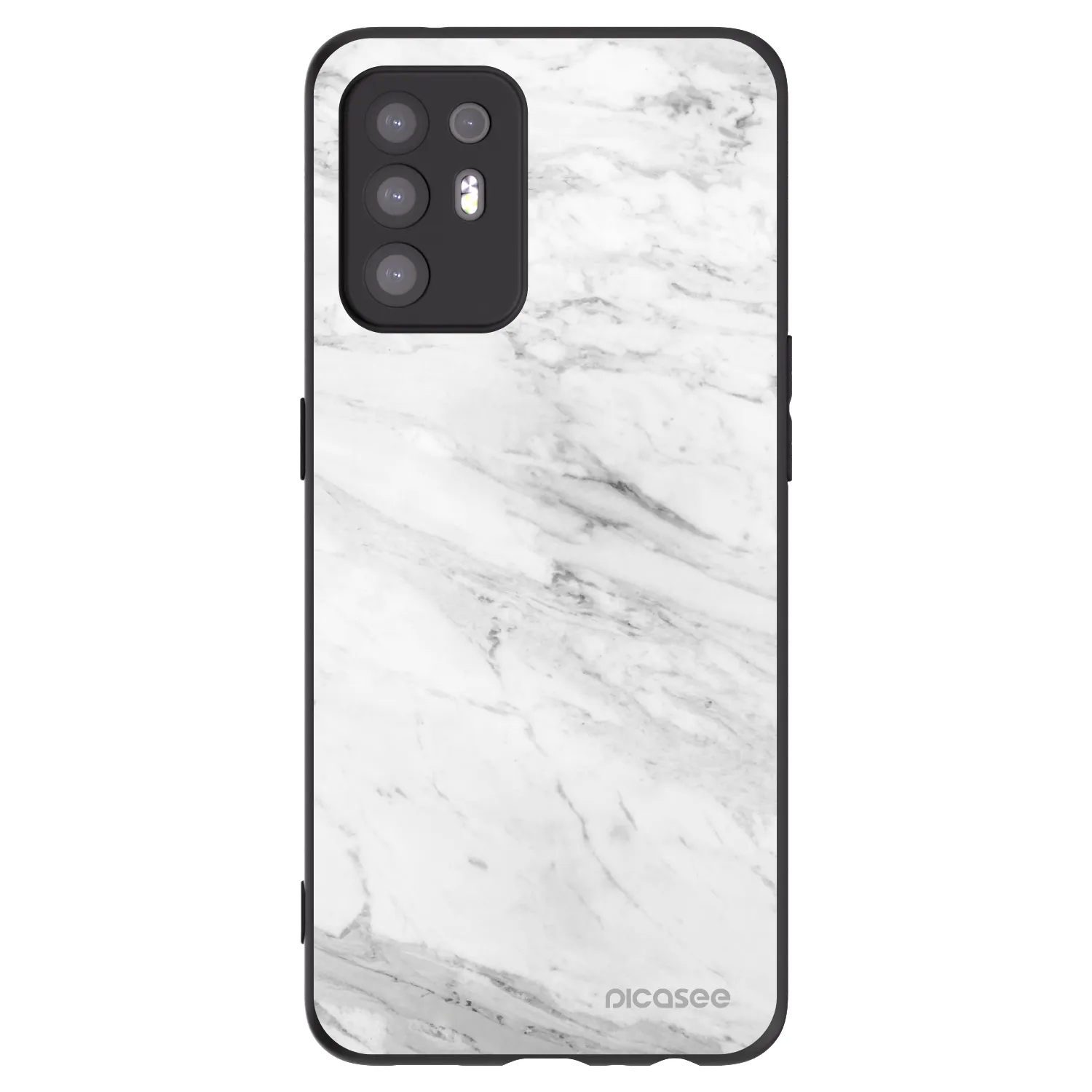Picasee Μαύρη θήκη σιλικόνης για OPPO A94 5G - White marble