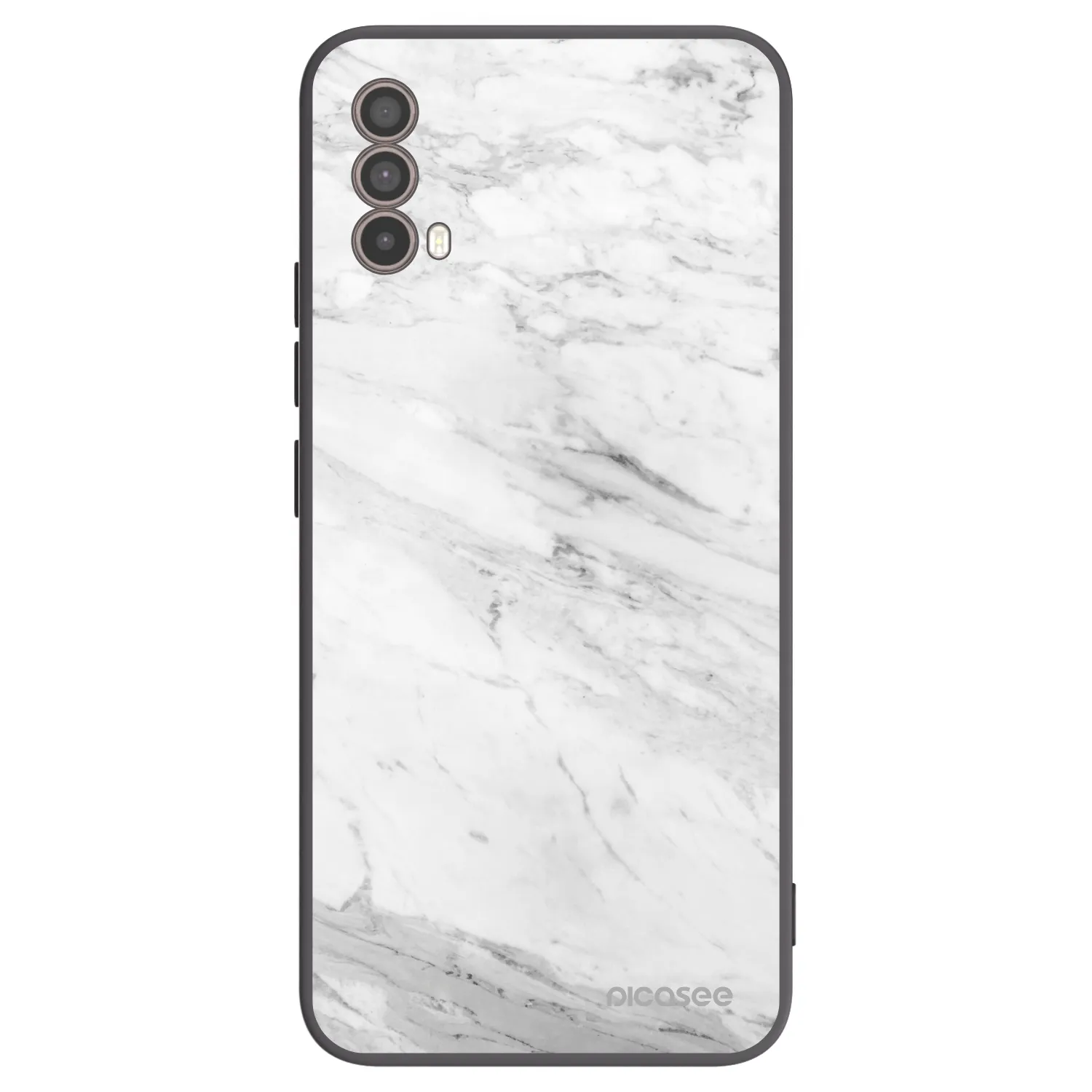 Picasee Μαύρη θήκη σιλικόνης για Motorola Moto E40 - White marble