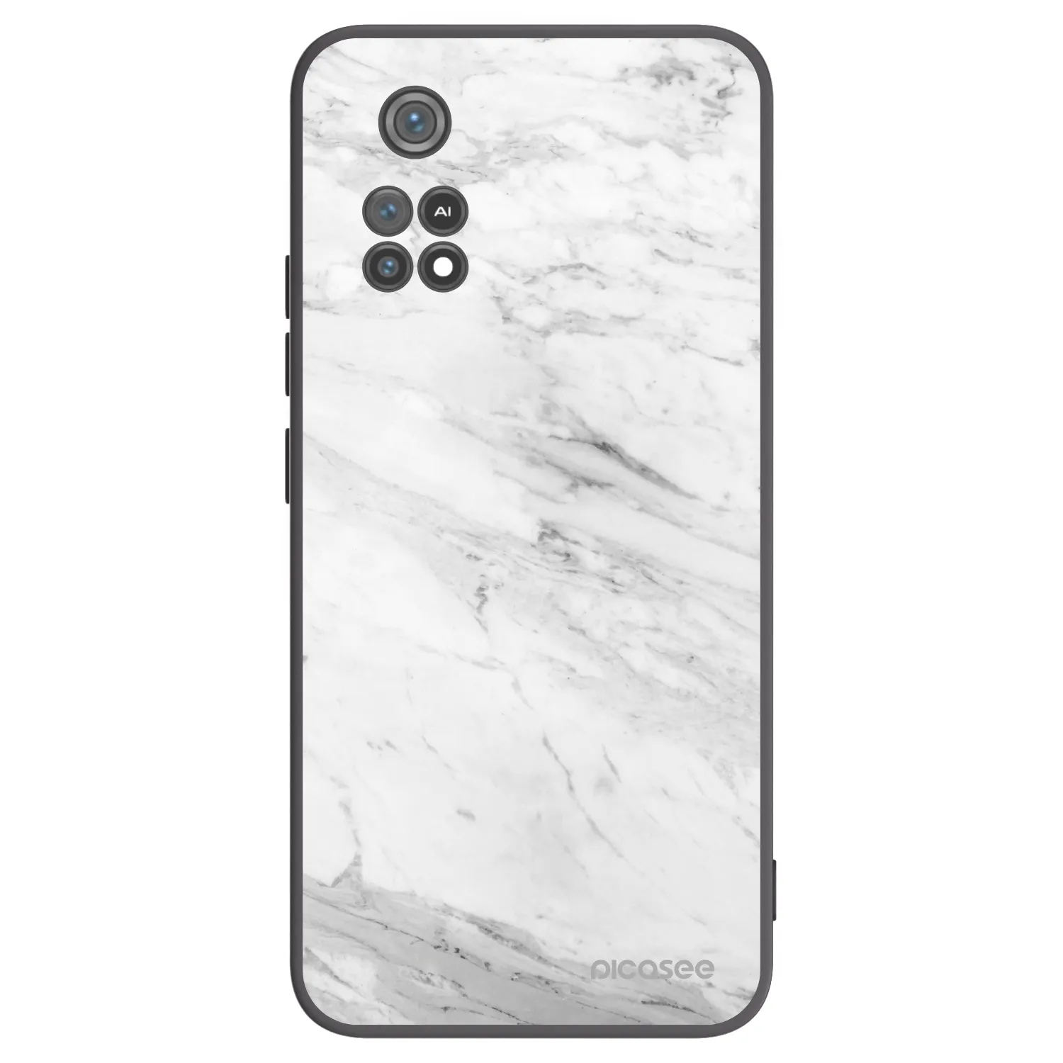 Picasee Μαύρη θήκη σιλικόνης για Xiaomi Poco M4 Pro - White marble