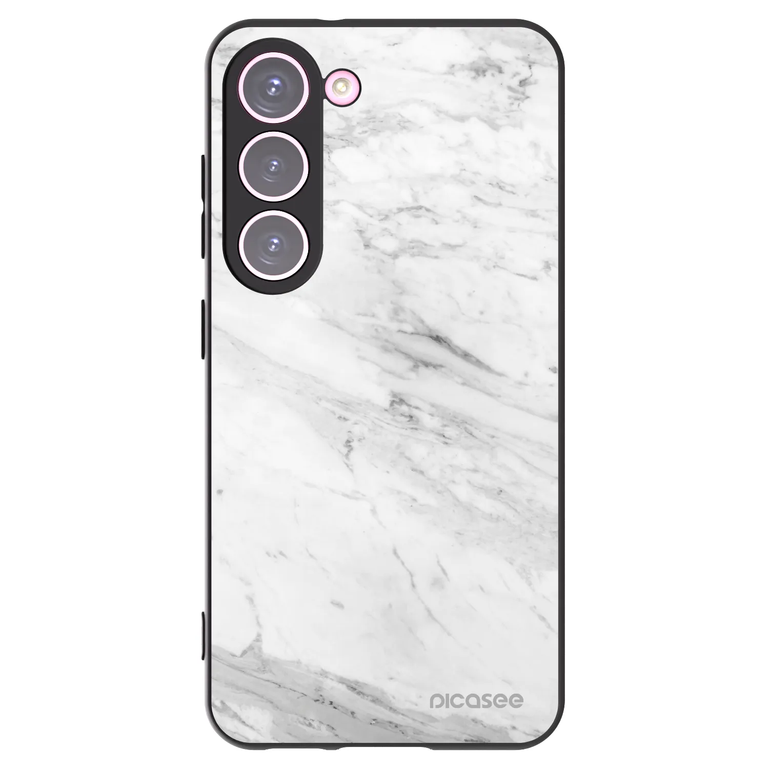 Picasee Μαύρη θήκη σιλικόνης για Samsung Galaxy S23 5G - White marble