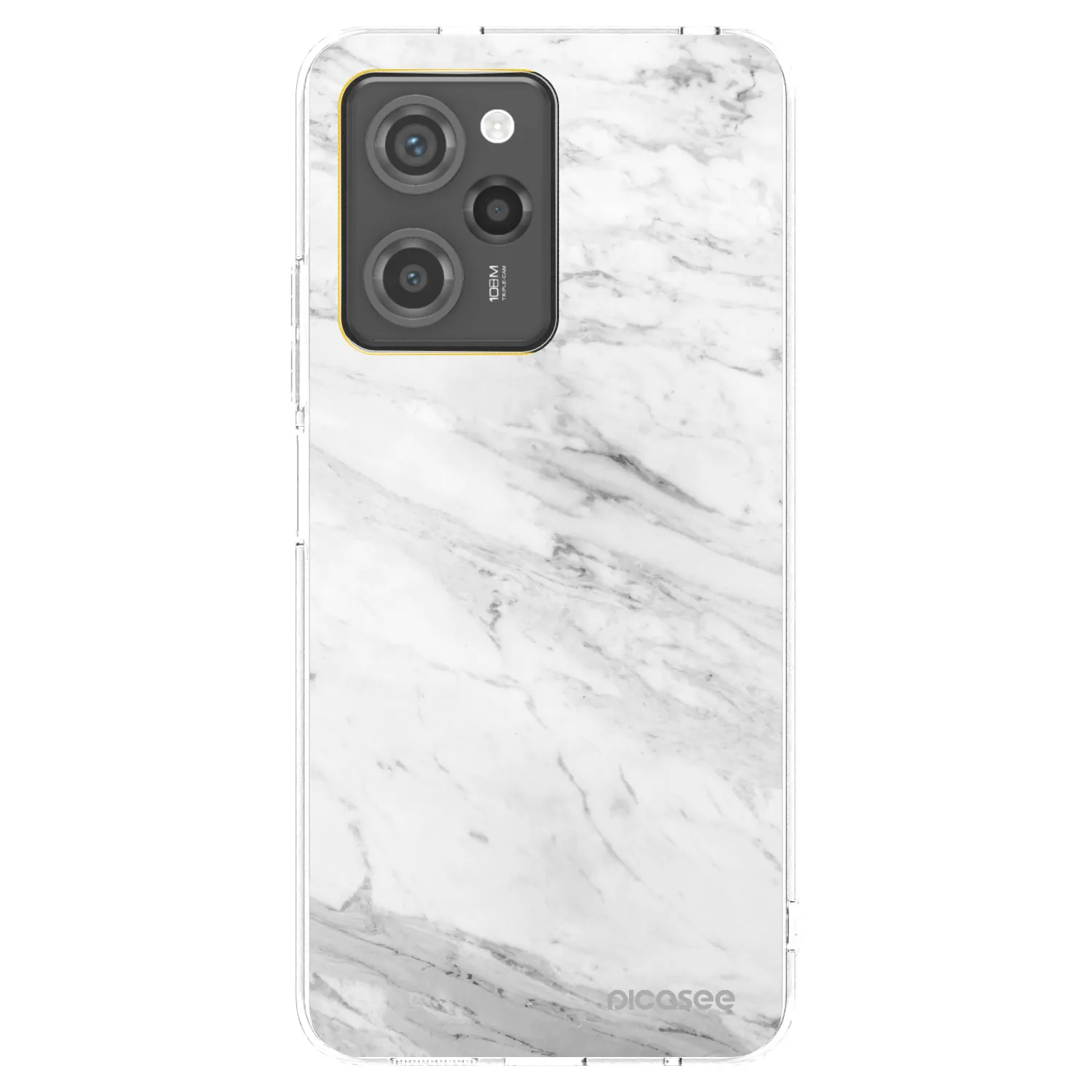 Picasee Μαύρη θήκη σιλικόνης για Xiaomi Poco X5 Pro - White marble