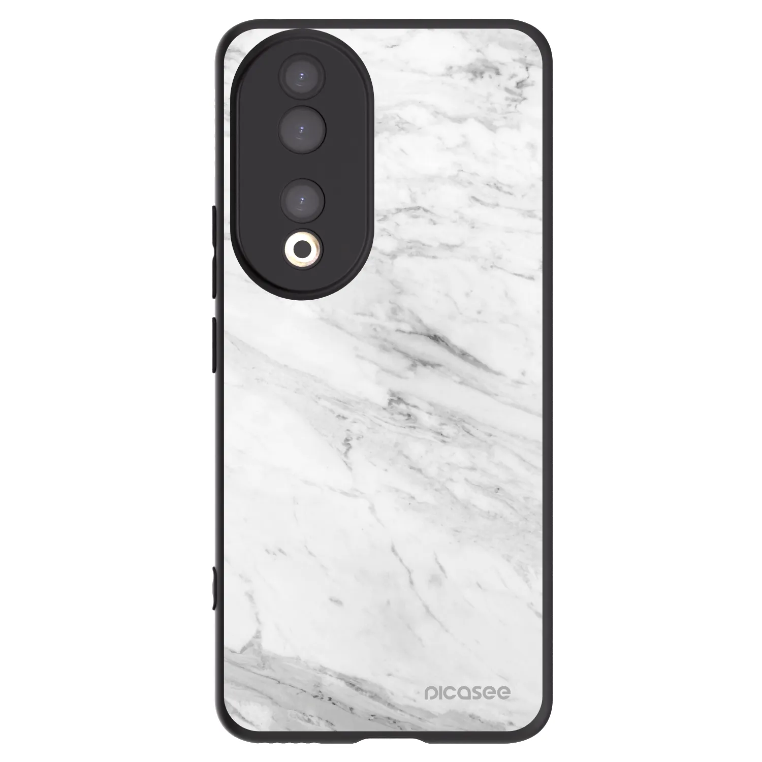 Picasee Μαύρη θήκη σιλικόνης για Honor 90 5G - White marble