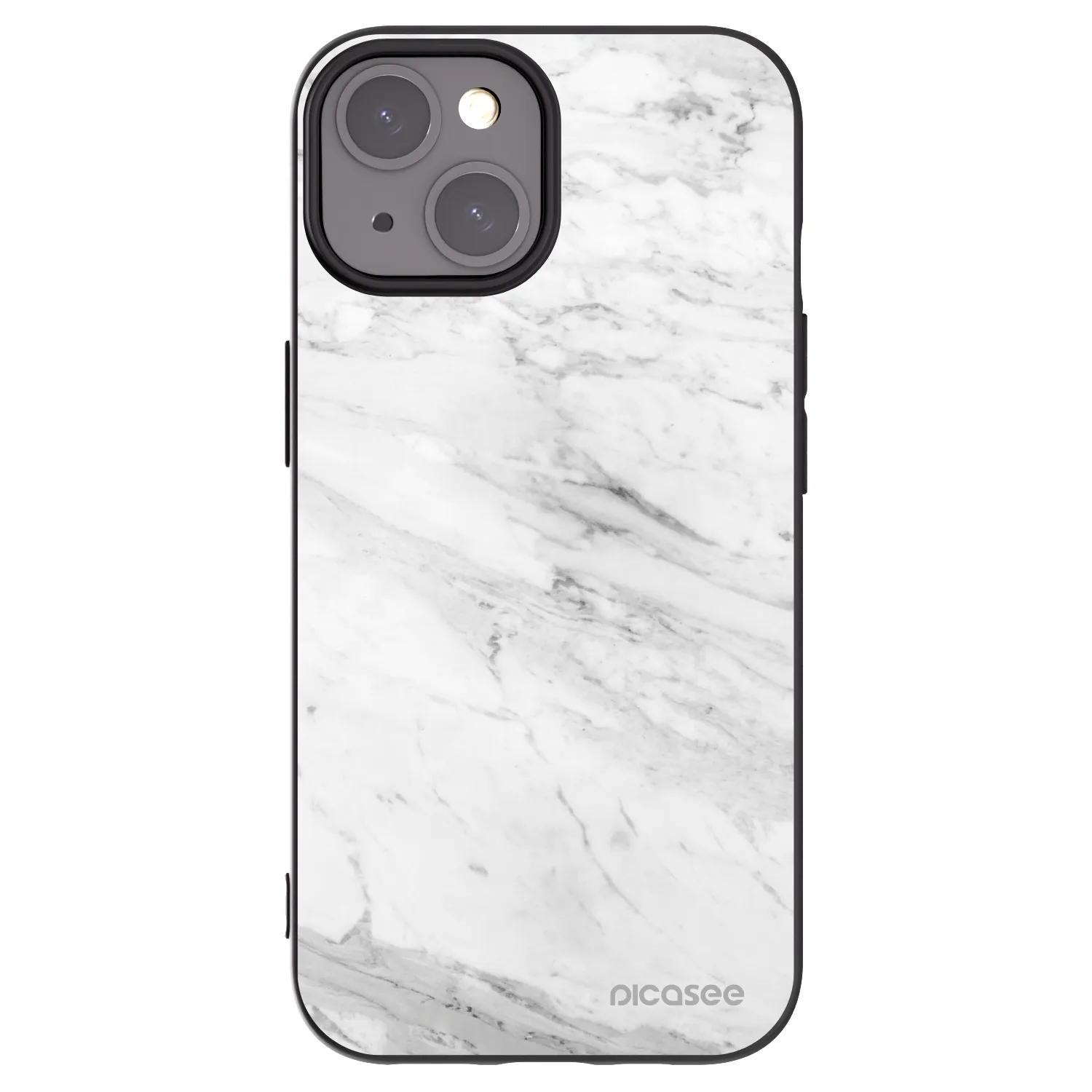 Picasee Μαύρη θήκη σιλικόνης για Apple iPhone 15 - White marble