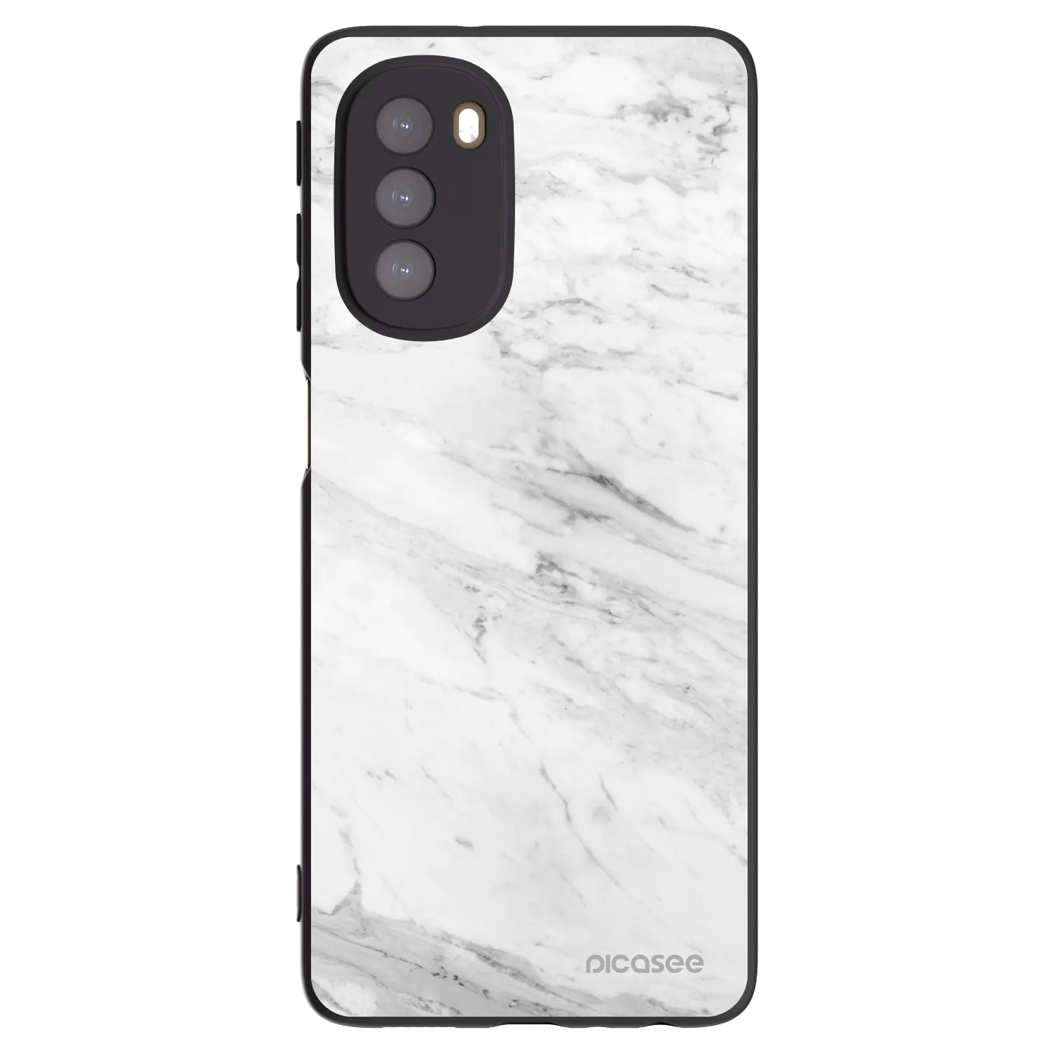 Picasee Μαύρη θήκη σιλικόνης για Motorola Moto G51 - White marble
