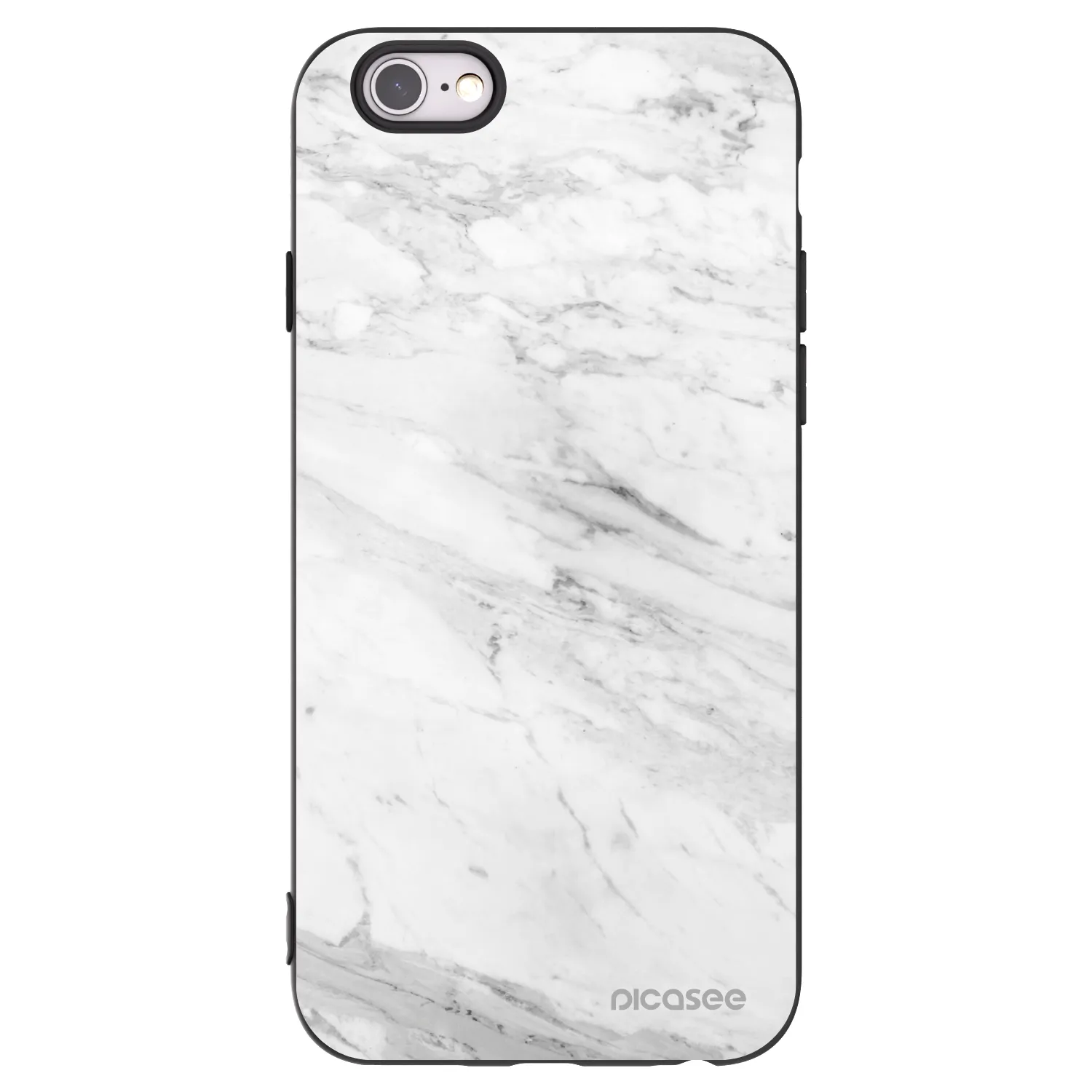Picasee Μαύρη θήκη σιλικόνης για Apple iPhone 6/6S - White marble