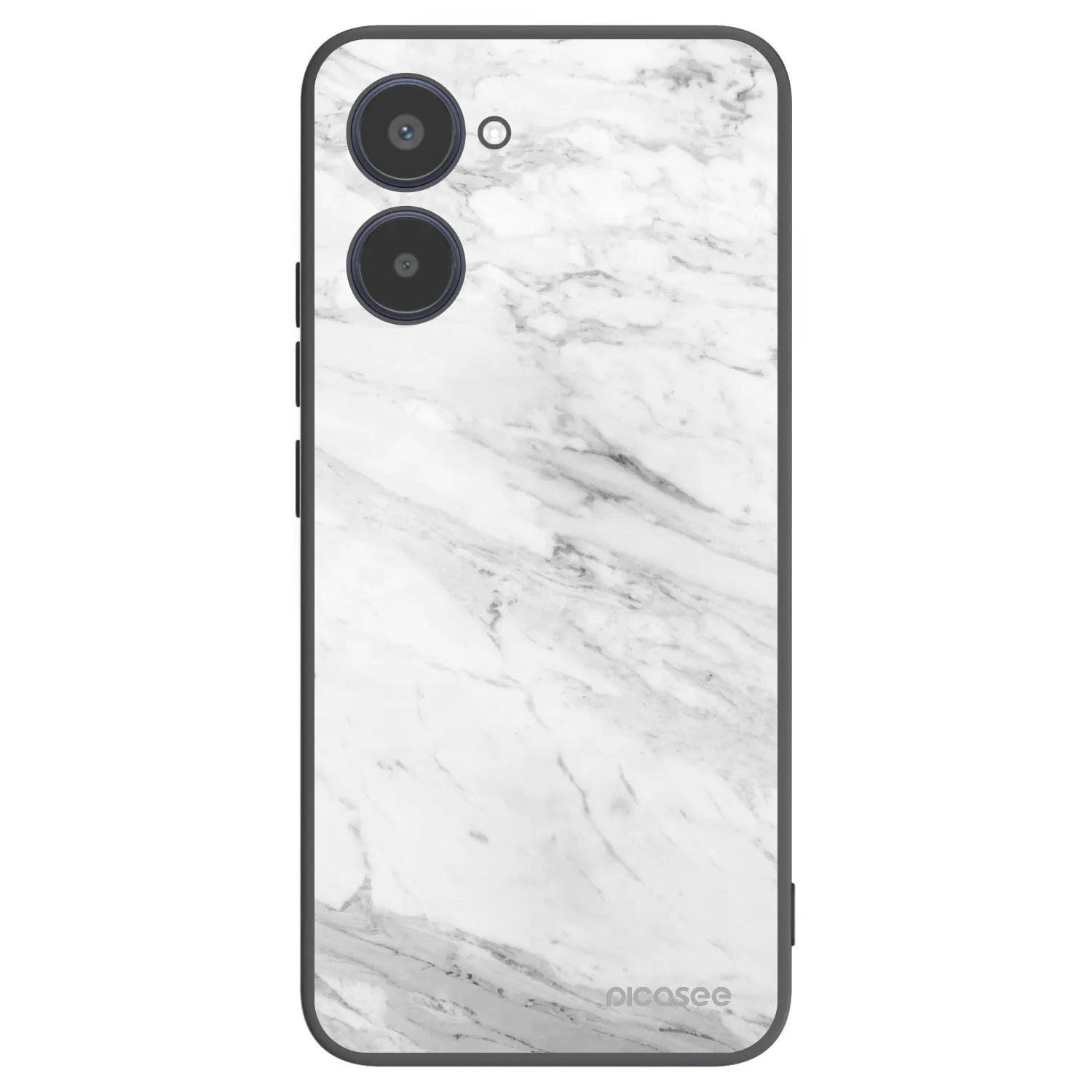Picasee Μαύρη θήκη σιλικόνης για Realme 10 4G - White marble