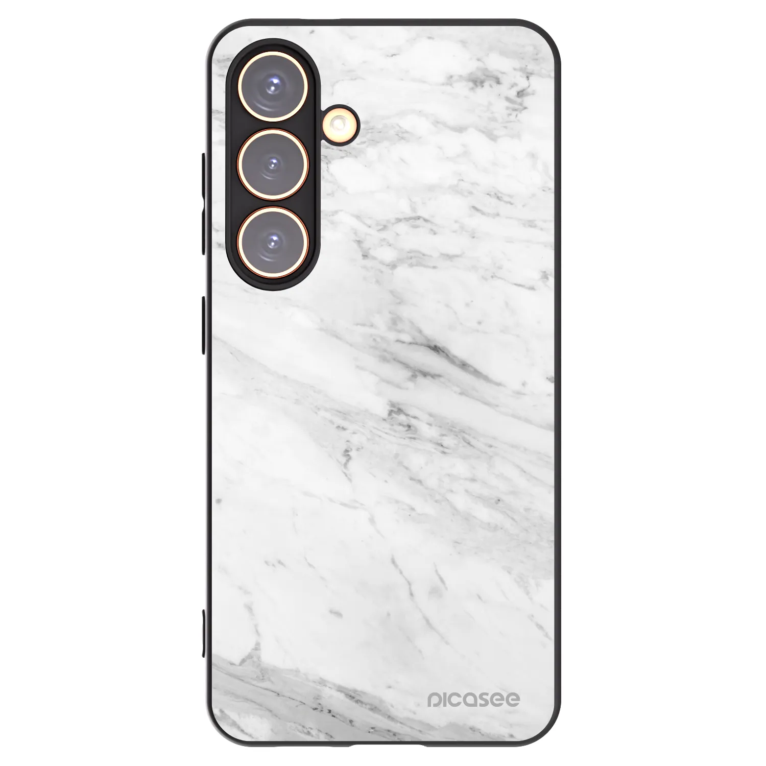 Picasee Μαύρη θήκη σιλικόνης για Samsung Galaxy S24 S921B 5G - White marble