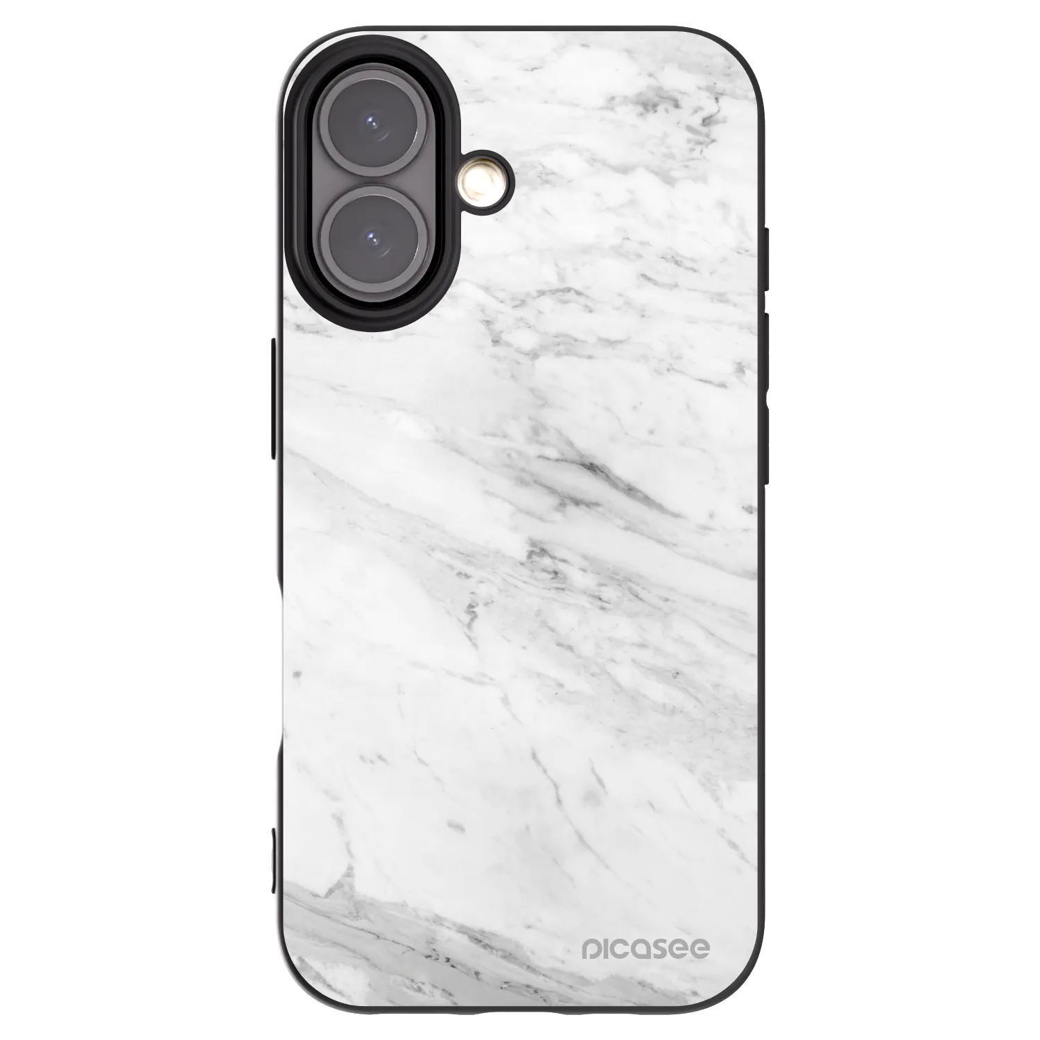 Picasee Μαύρη θήκη σιλικόνης για Apple iPhone 16 - White marble