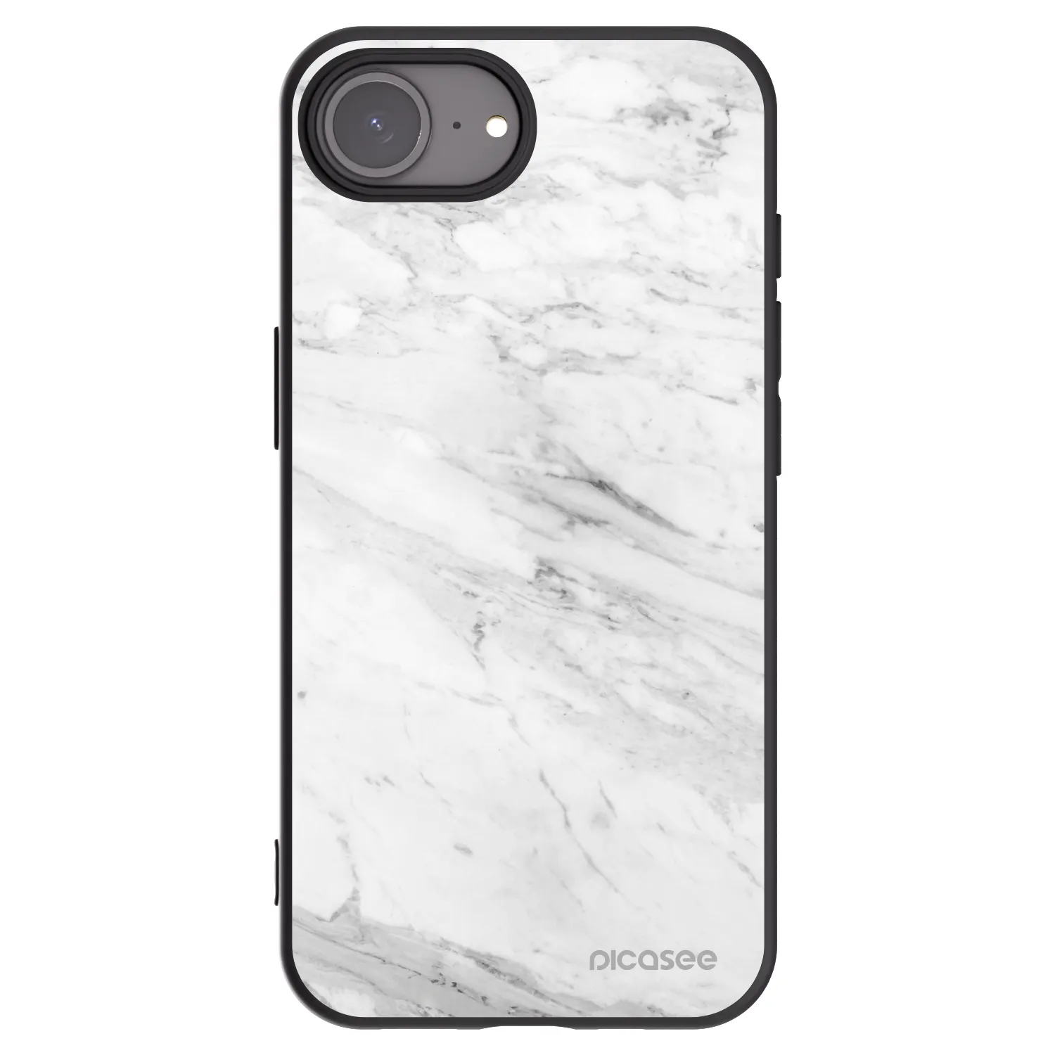 Picasee Μαύρη θήκη σιλικόνης για Apple iPhone 16e - White marble