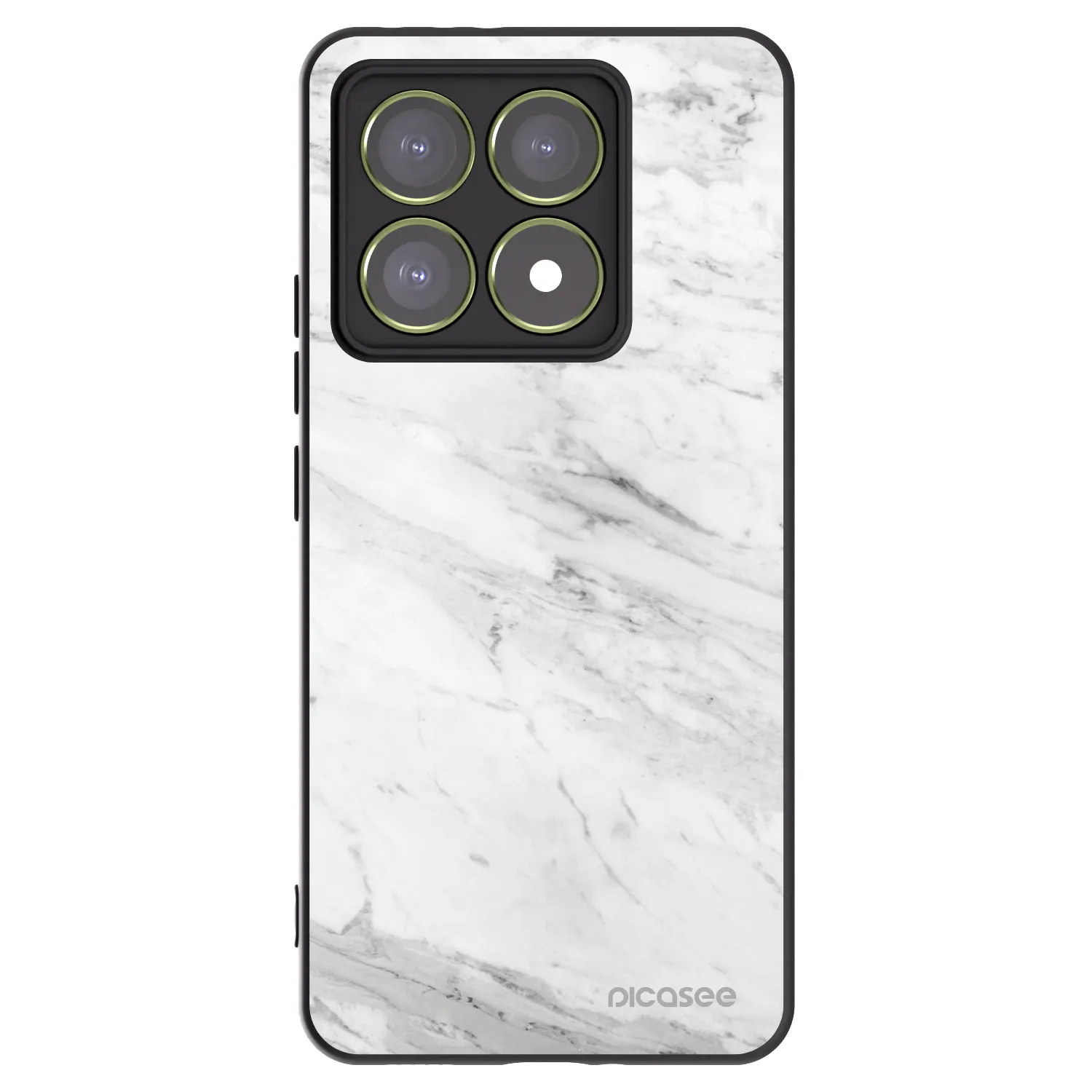 Picasee Μαύρη θήκη σιλικόνης για Xiaomi 14T - White marble