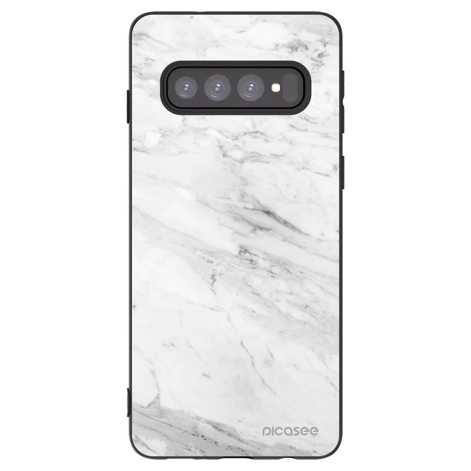 Picasee Μαύρη θήκη σιλικόνης για Samsung Galaxy S10 G973 - White marble