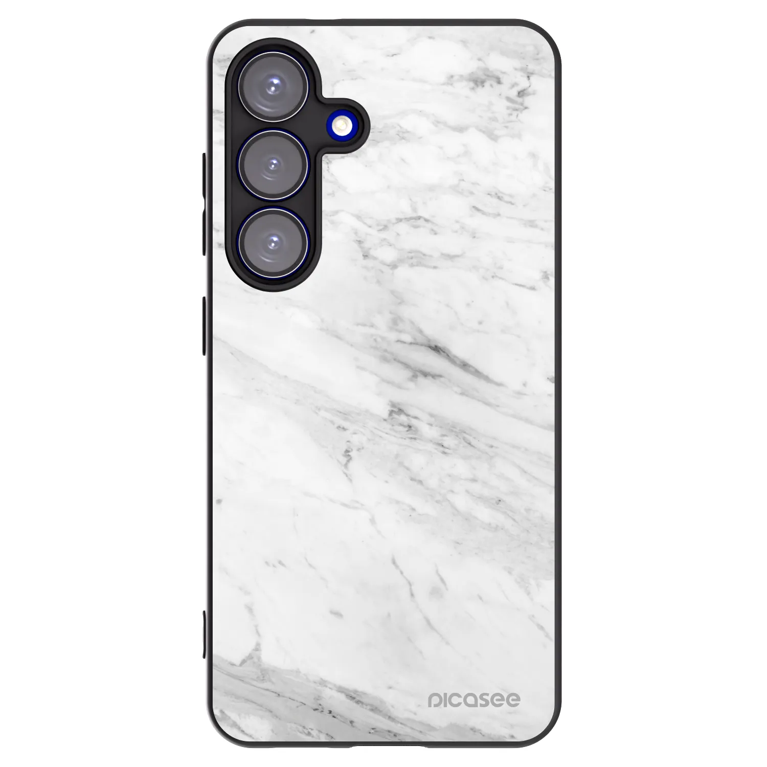 Picasee Μαύρη θήκη σιλικόνης για Samsung Galaxy S25 5G - White marble