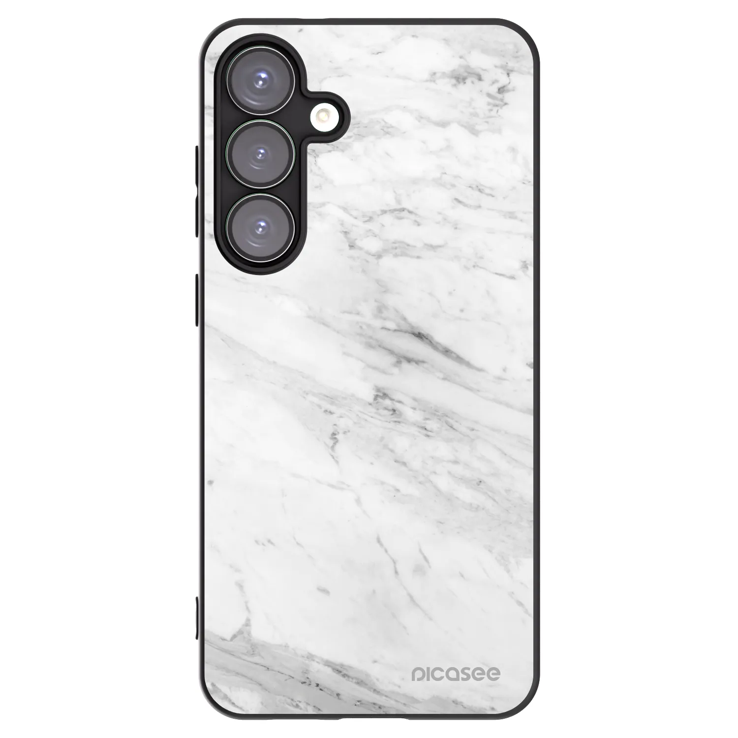 Picasee Μαύρη θήκη σιλικόνης για Samsung Galaxy S25+ 5G - White marble