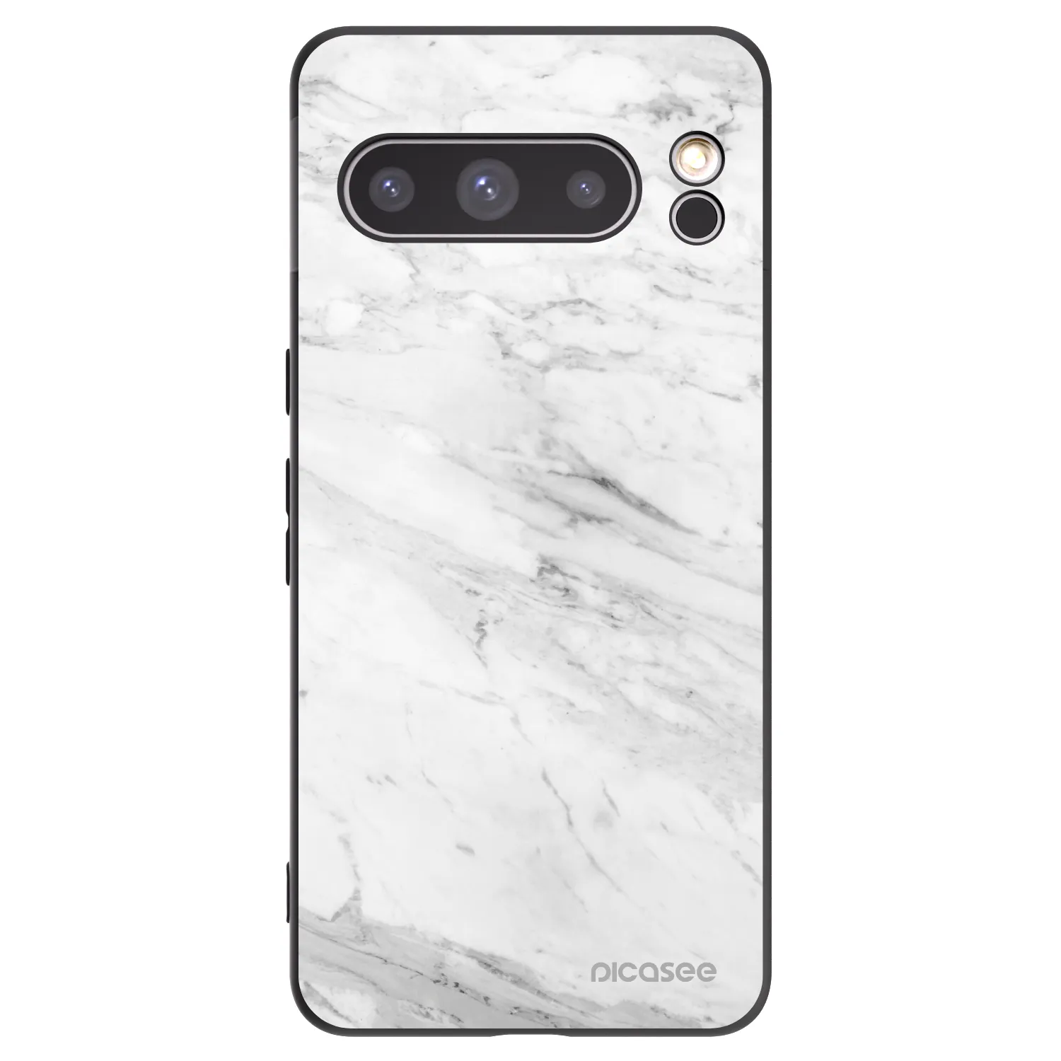 Picasee Μαύρη θήκη σιλικόνης για Google Pixel 8 Pro - White marble