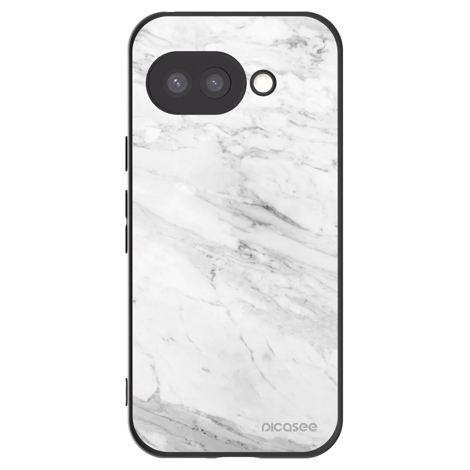 Picasee Μαύρη θήκη σιλικόνης για Google Pixel 9a - White marble
