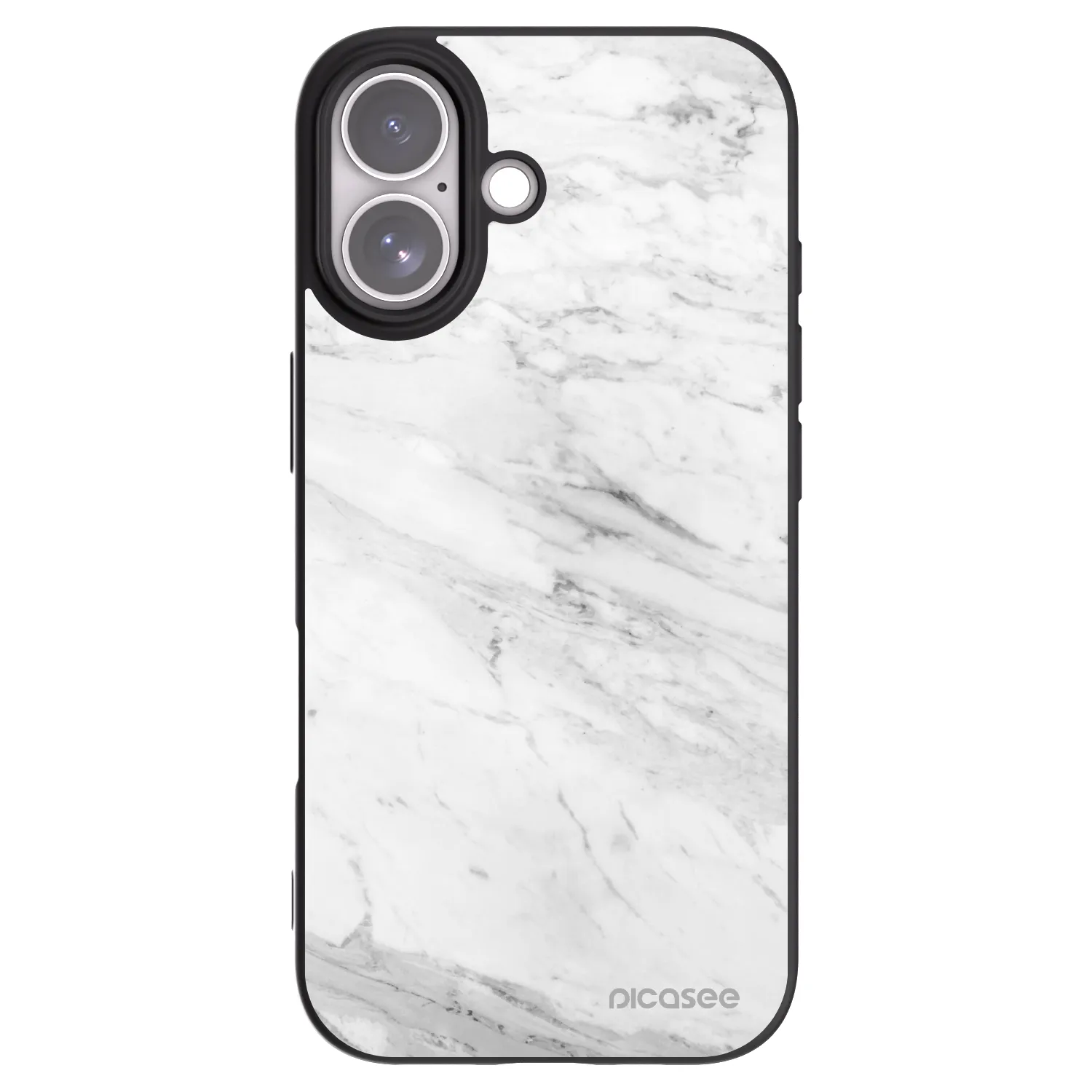 Picasee Μαύρη θήκη σιλικόνης για Apple iPhone 17 - White marble