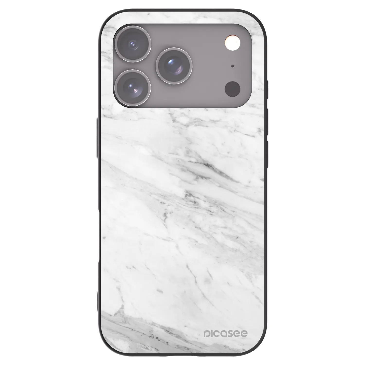 Picasee Μαύρη θήκη σιλικόνης για Apple iPhone 17 Pro - White marble