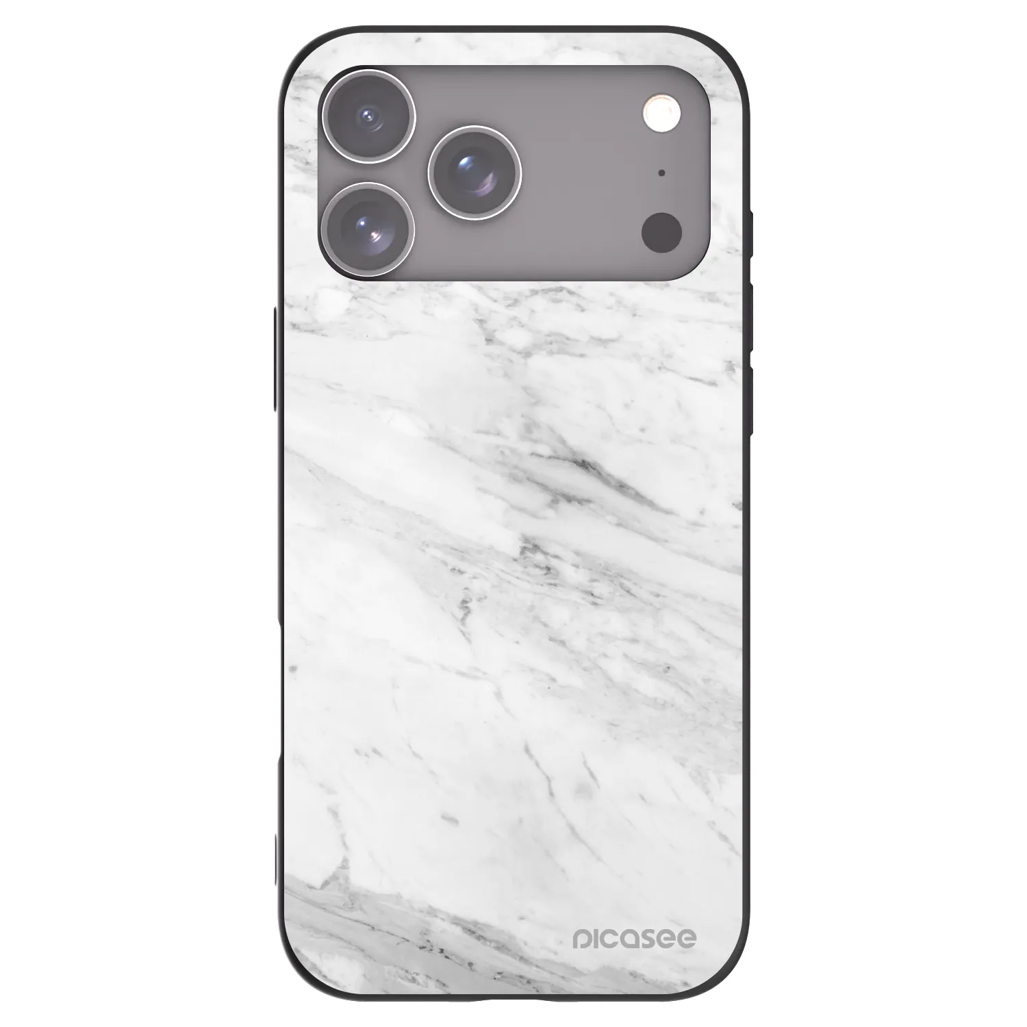 Picasee Μαύρη θήκη σιλικόνης για Apple iPhone 17 Pro Max - White marble