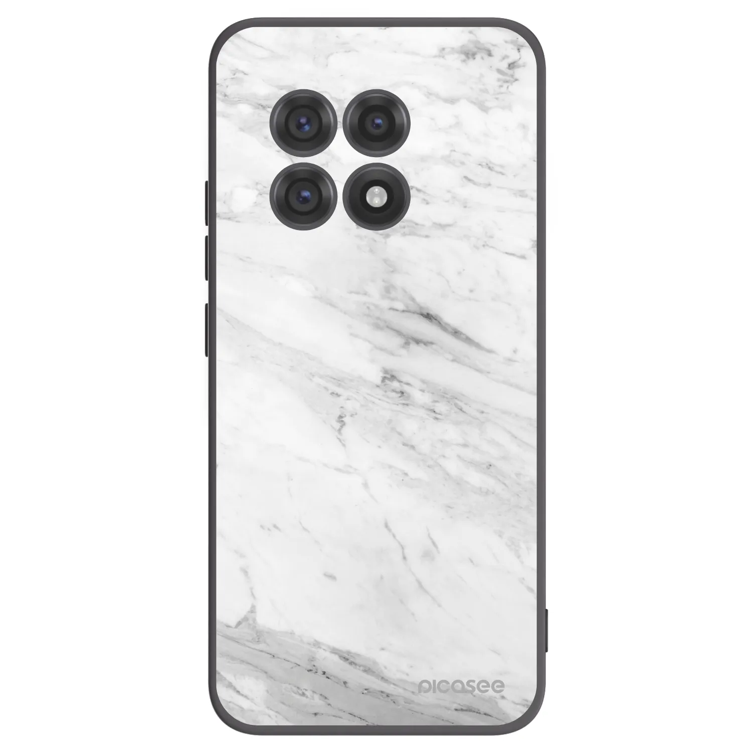 Picasee Μαύρη θήκη σιλικόνης για OnePlus 13R 5G - White marble