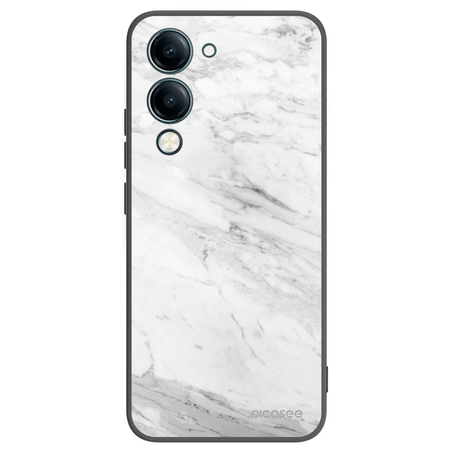 Picasee Μαύρη θήκη σιλικόνης για Vivo Y29s 5G - White marble