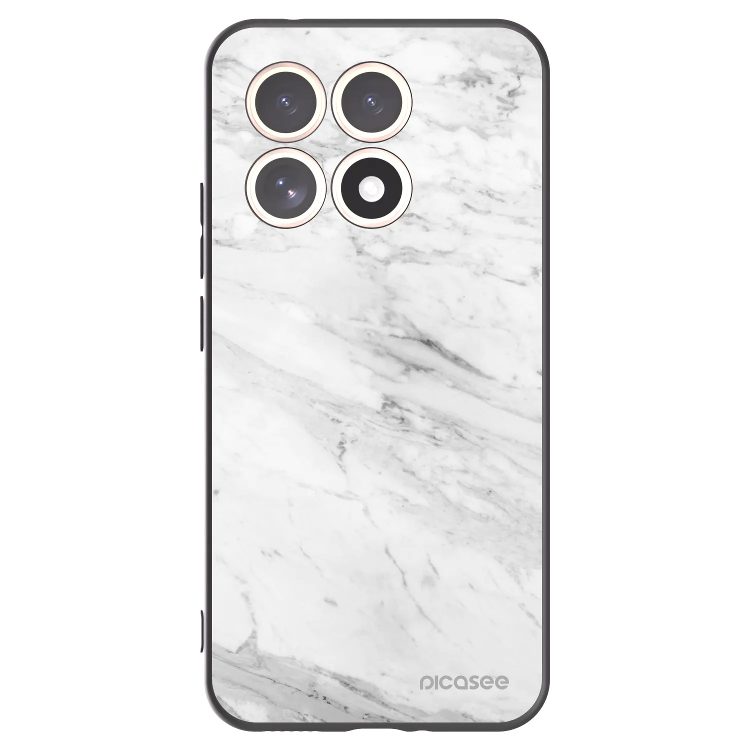 Picasee Μαύρη θήκη σιλικόνης για Xiaomi 15T - White marble