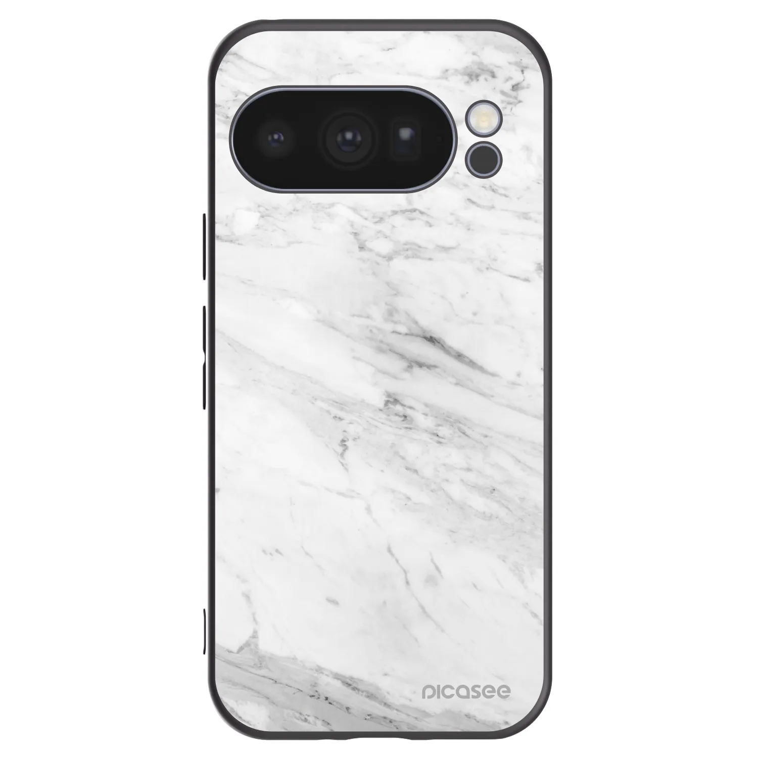 Picasee Μαύρη θήκη σιλικόνης για Google Pixel 10 Pro - White marble