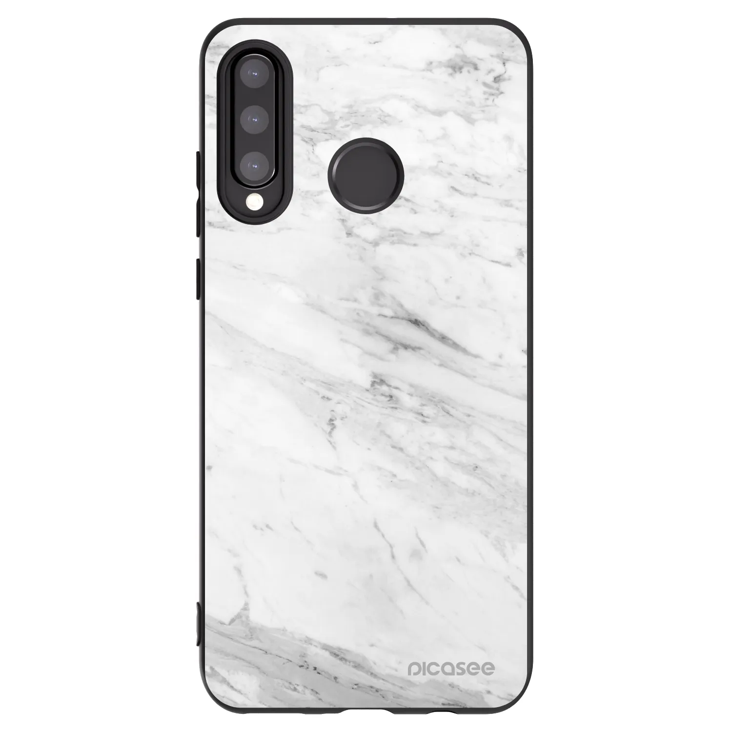 Picasee Μαύρη θήκη σιλικόνης για Huawei P30 Lite - White marble