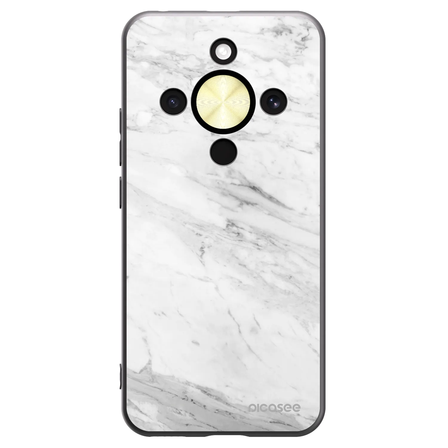 Picasee Μαύρη θήκη σιλικόνης για Honor Magic8 Lite 5G - White marble