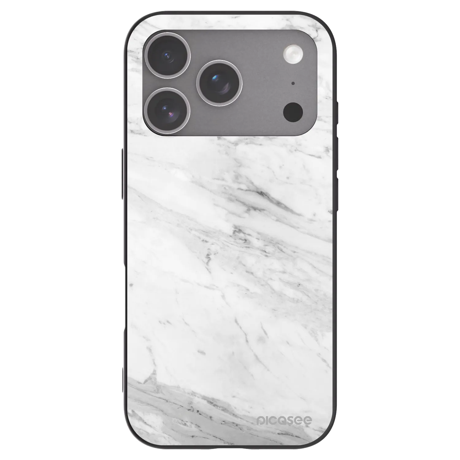 Picasee Μαύρη θήκη σιλικόνης για Apple iPhone 18 Pro - White marble