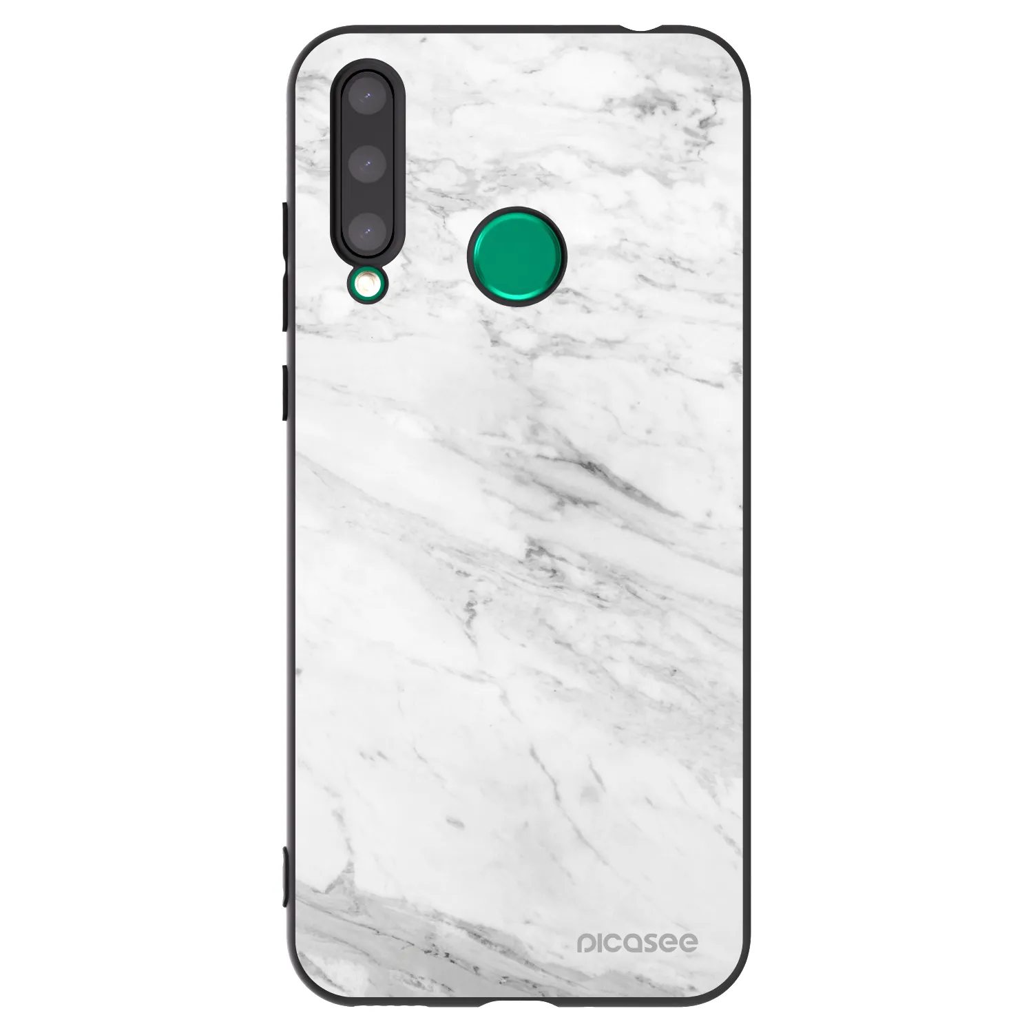 Picasee Μαύρη θήκη σιλικόνης για Honor 20 Lite - White marble
