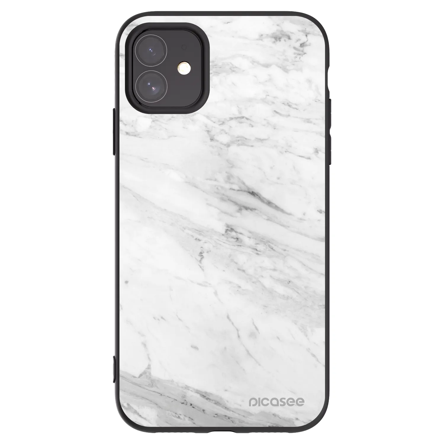 Picasee Μαύρη θήκη σιλικόνης για Apple iPhone 11 - White marble