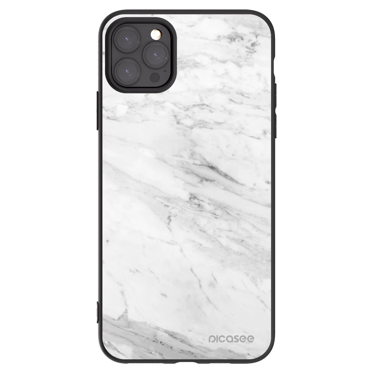 Picasee Μαύρη θήκη σιλικόνης για Apple iPhone 11 Pro Max - White marble