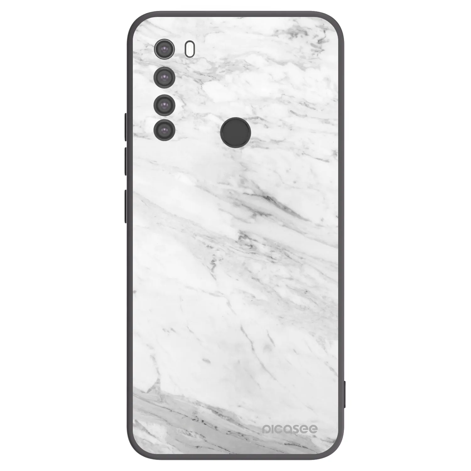 Picasee Μαύρη θήκη σιλικόνης για Xiaomi Redmi Note 8 - White marble